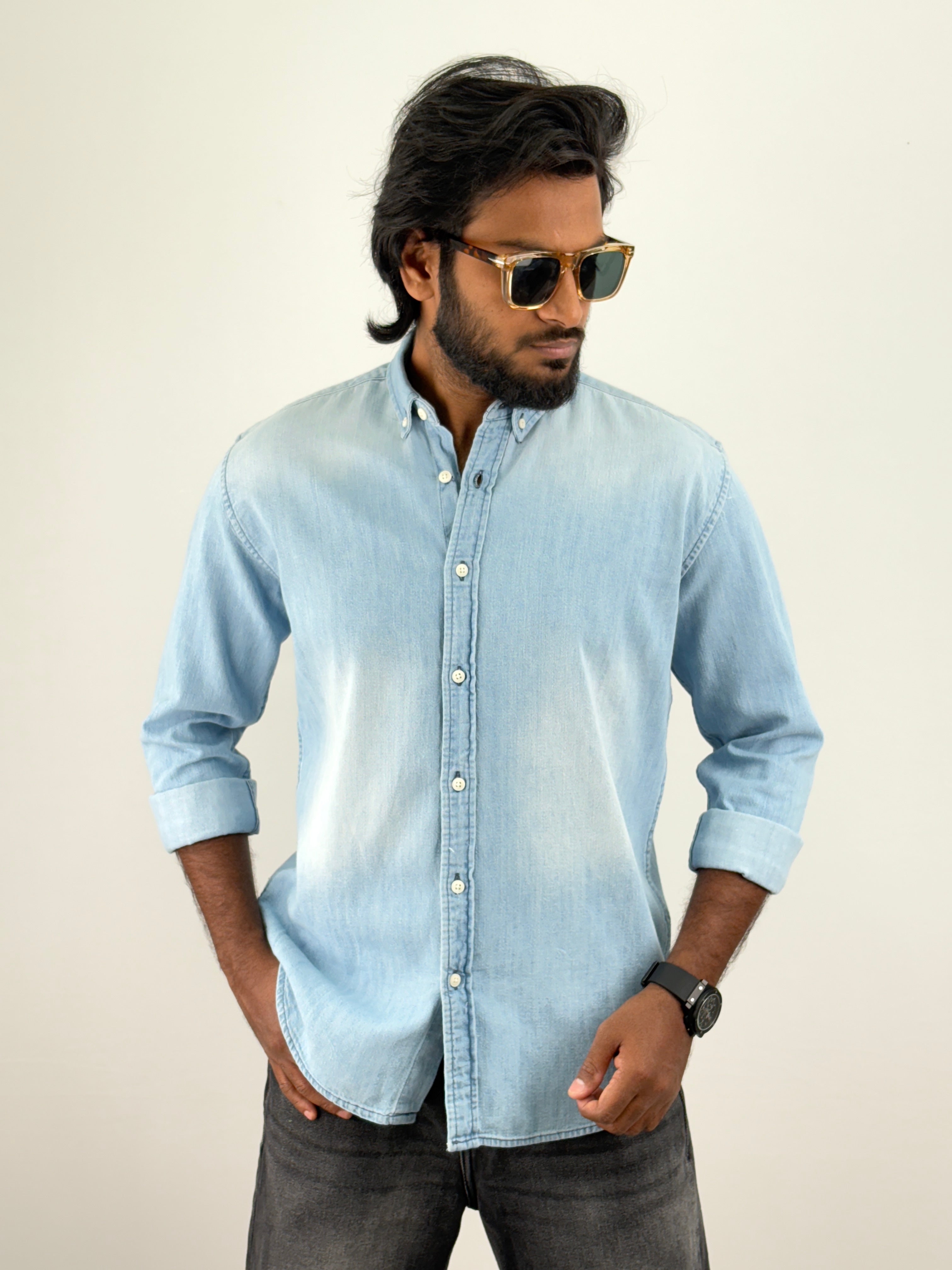 Ice Blue Denim Shirt