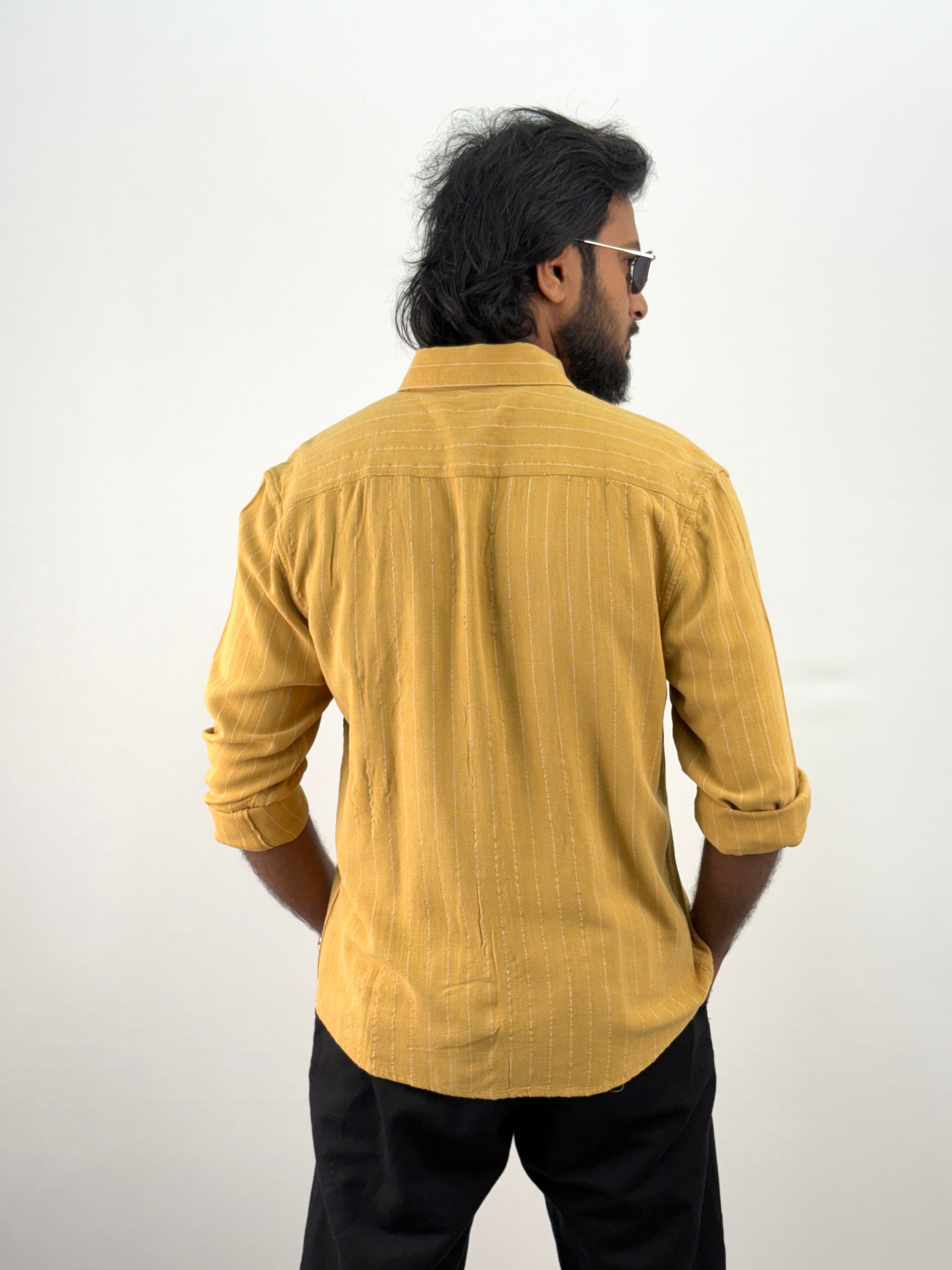 Yellow Linen Stripe Shirt