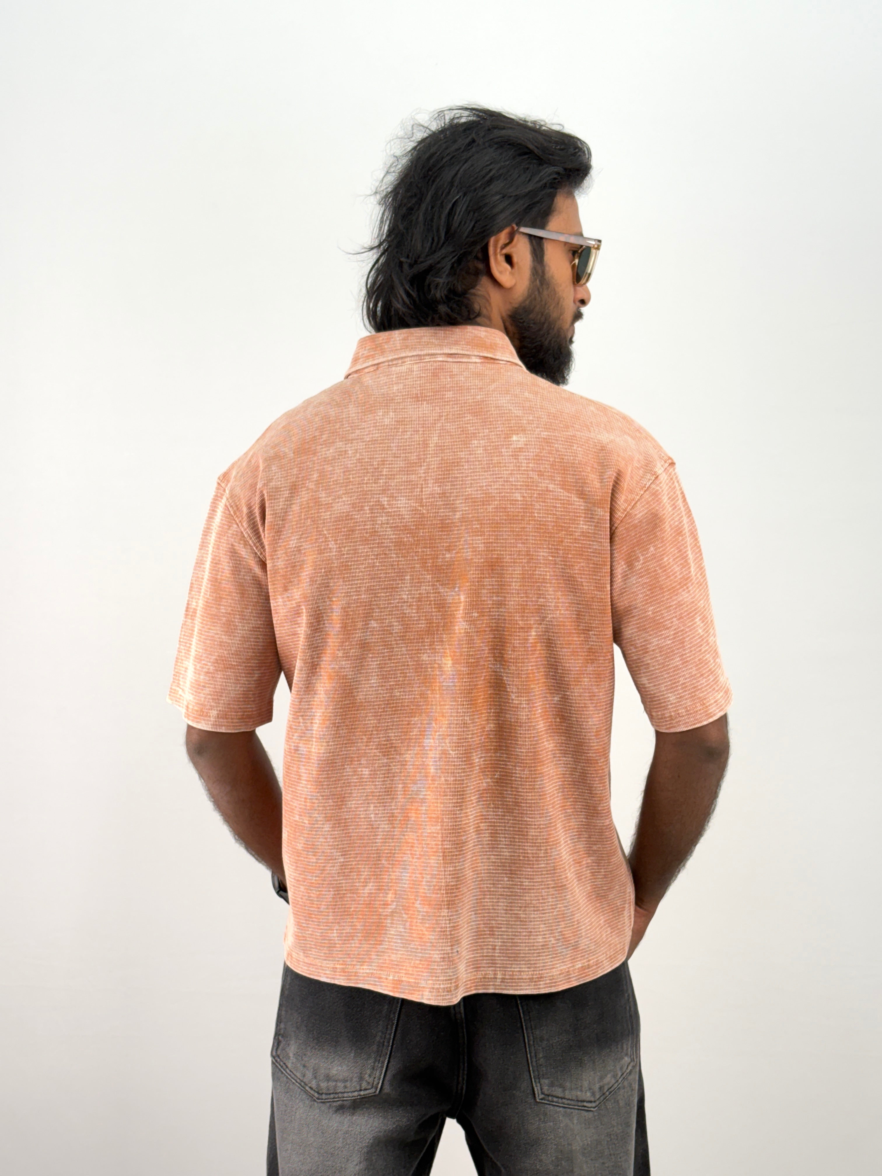 Fawn Acid Wash Polo T-Shirt