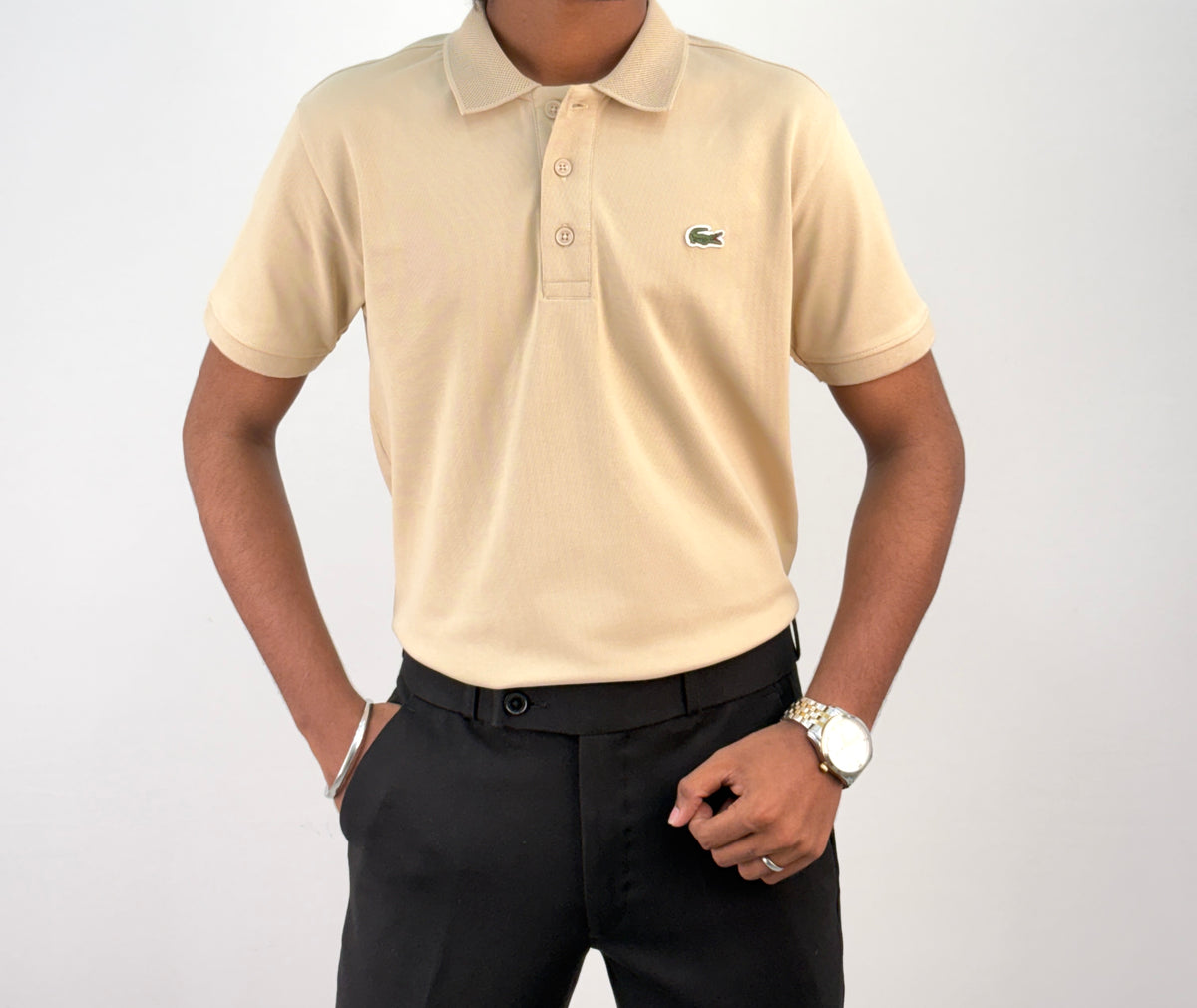 Beige Half Sleeve Polo T-shirt
