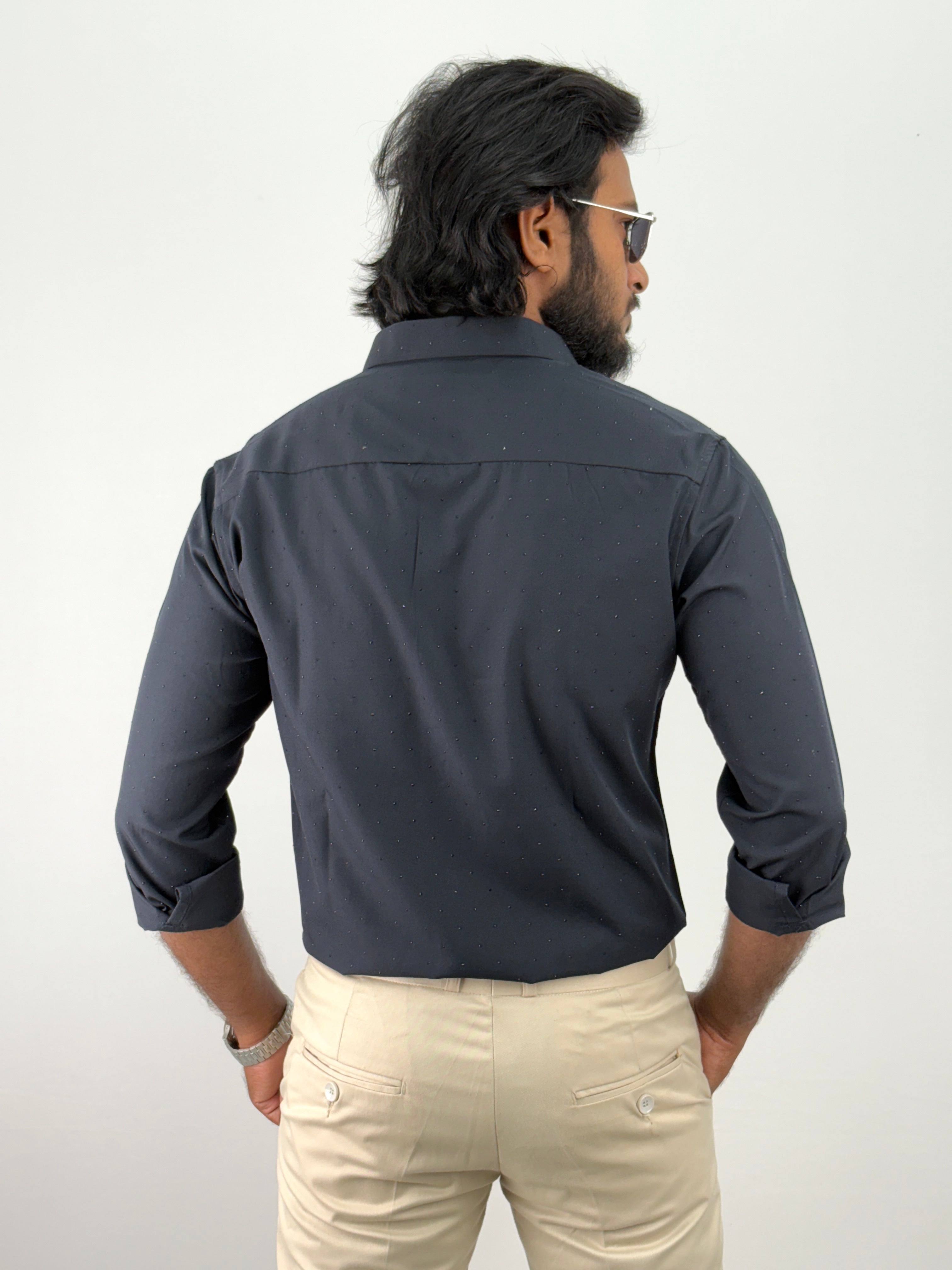 Navy Designer Stone Work Shirt