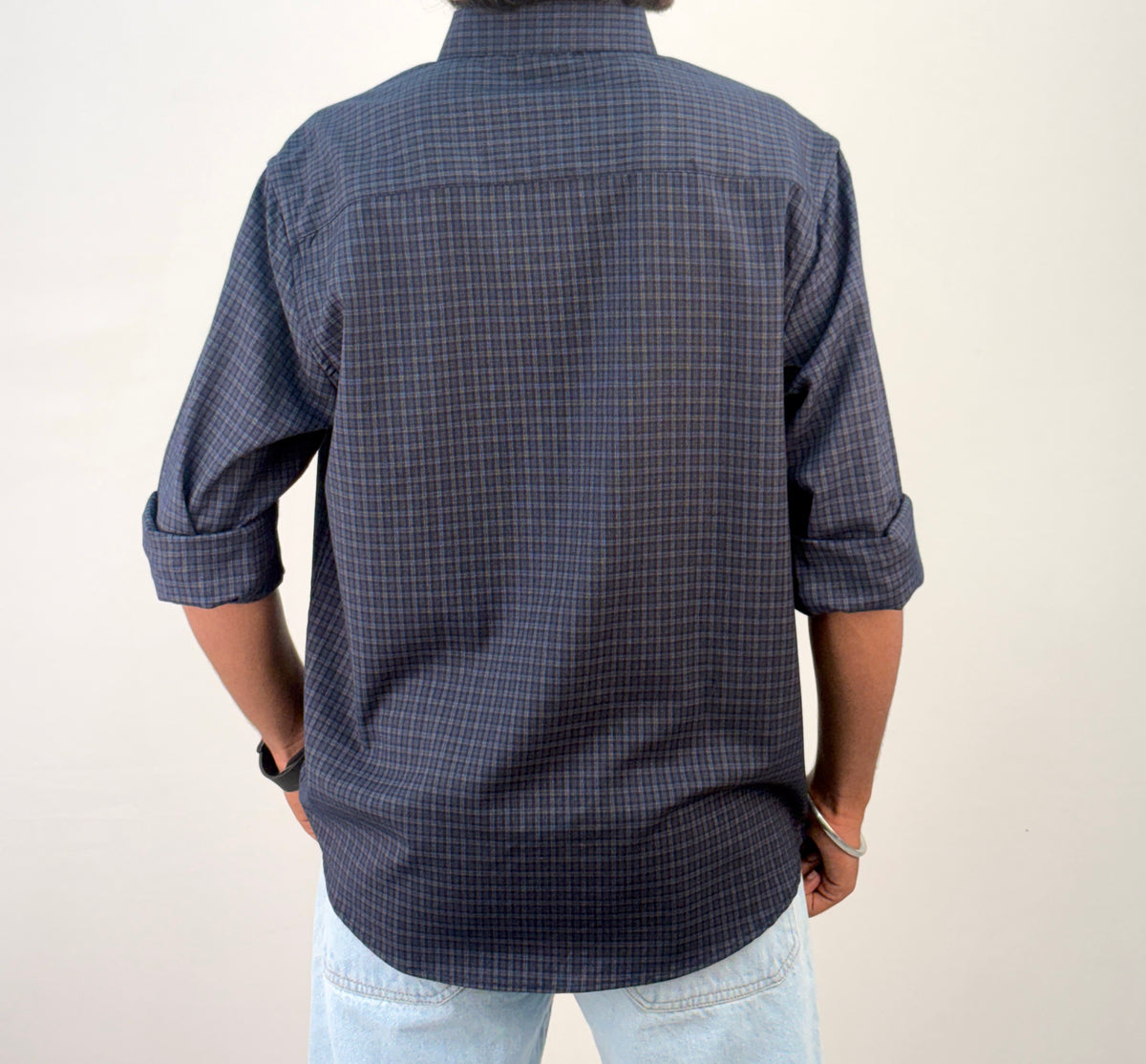 Dark Blue Vintage Checked Shirt