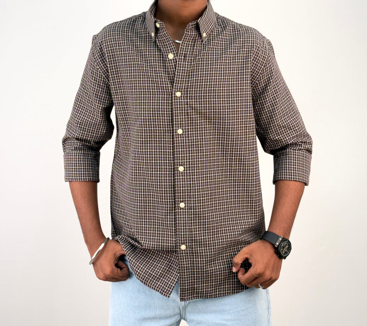 Brown Vintage Checked Shirt