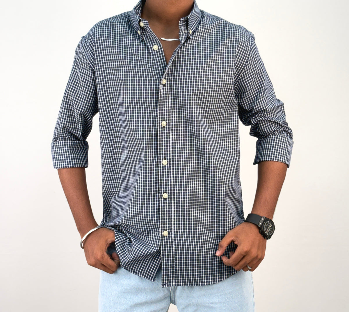 Blue Vintage Checked Shirt