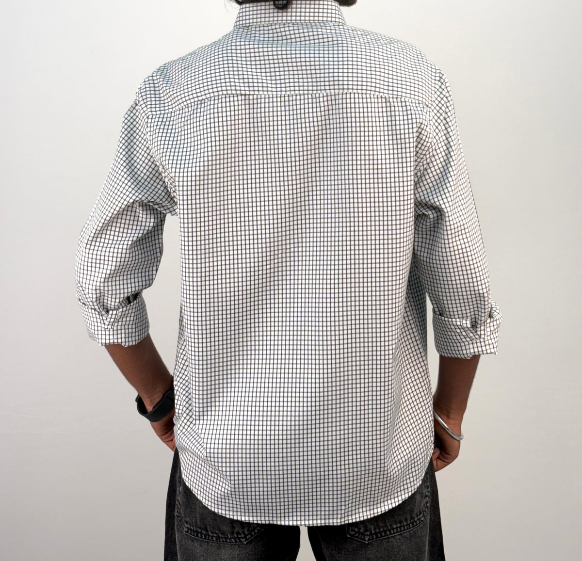 White Grey Vintage Checked Shirt