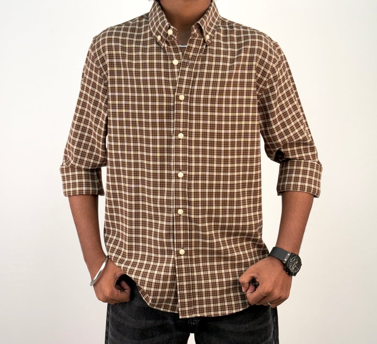 Coffee Vintage Checked Shirt