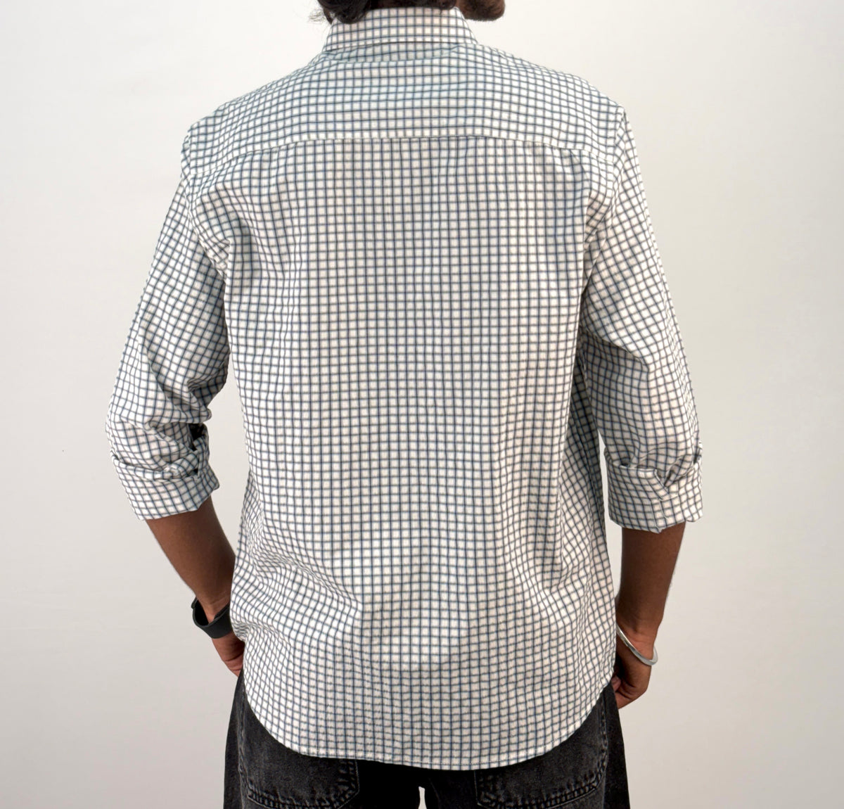 White Blue Vintage Checked Shirt
