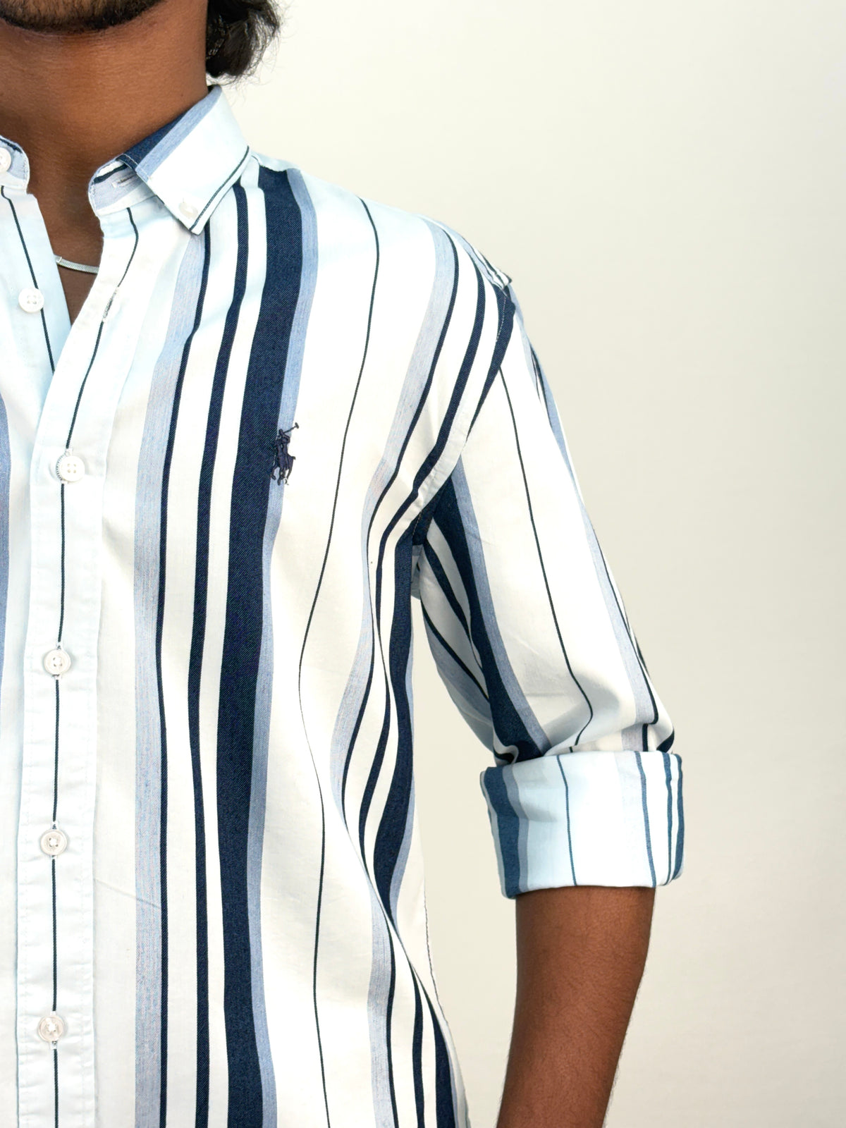 White Blue Stripe Shirt 3