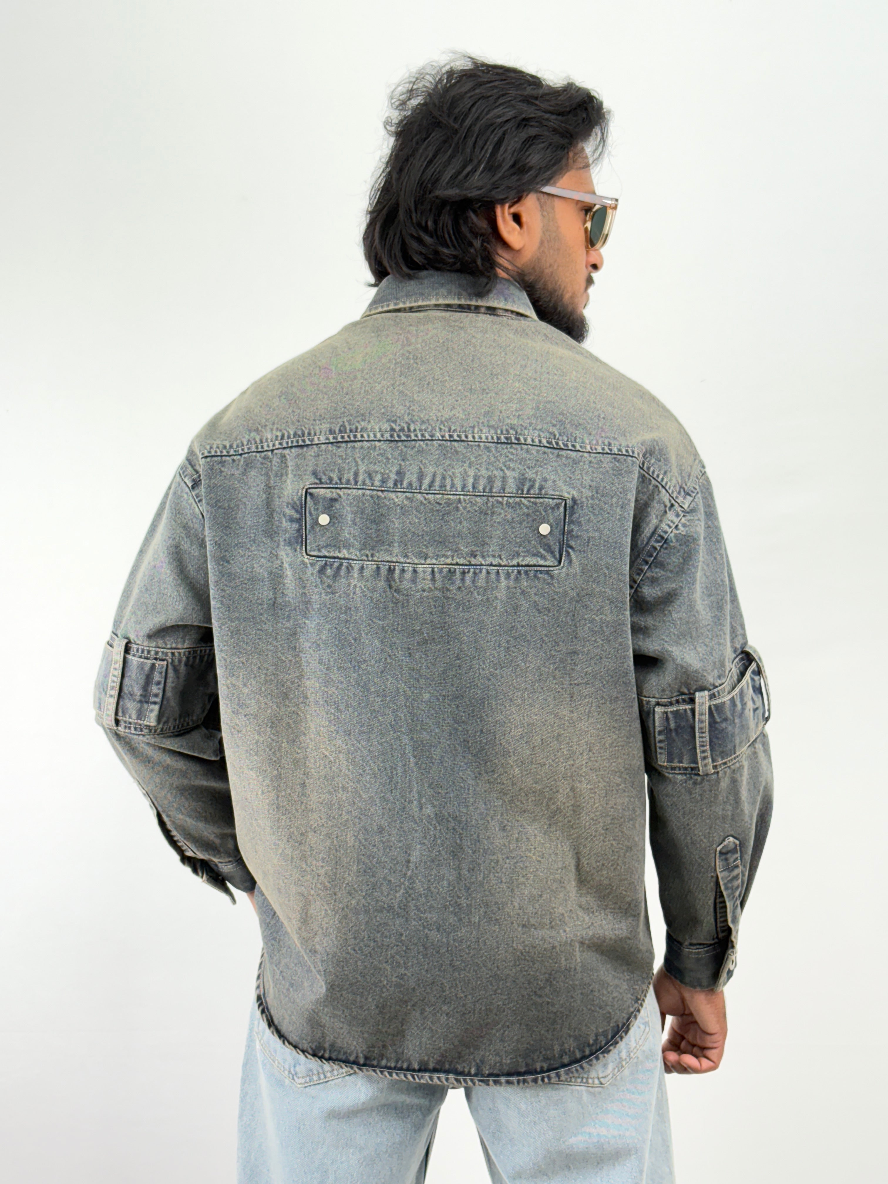 Dusty Blue Streetwear Denim Shirt