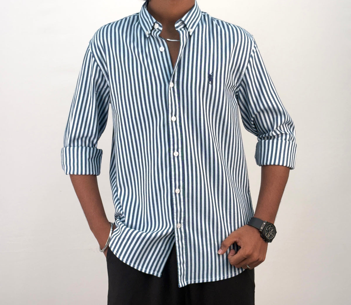 White Blue Stripe Shirt 2