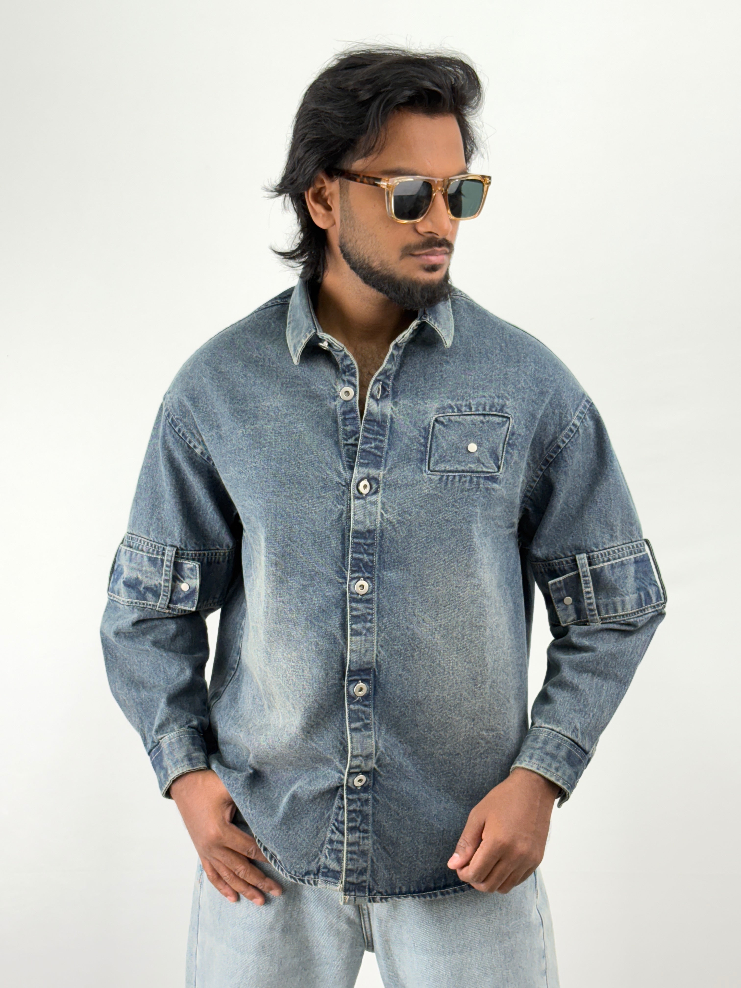 Denim Blue Streetwear Denim Shirt