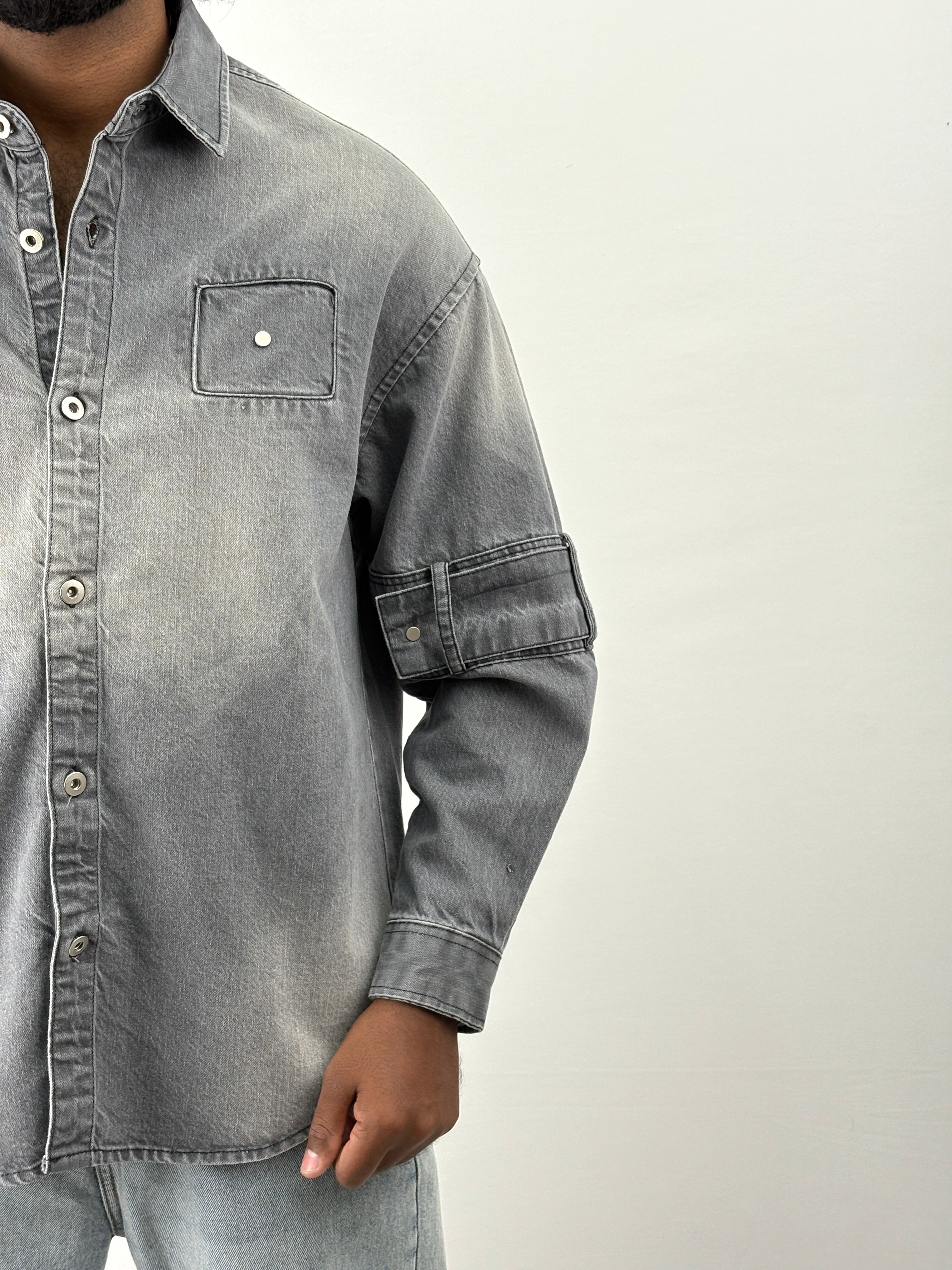 Light Grey Streetwear Denim Shirt