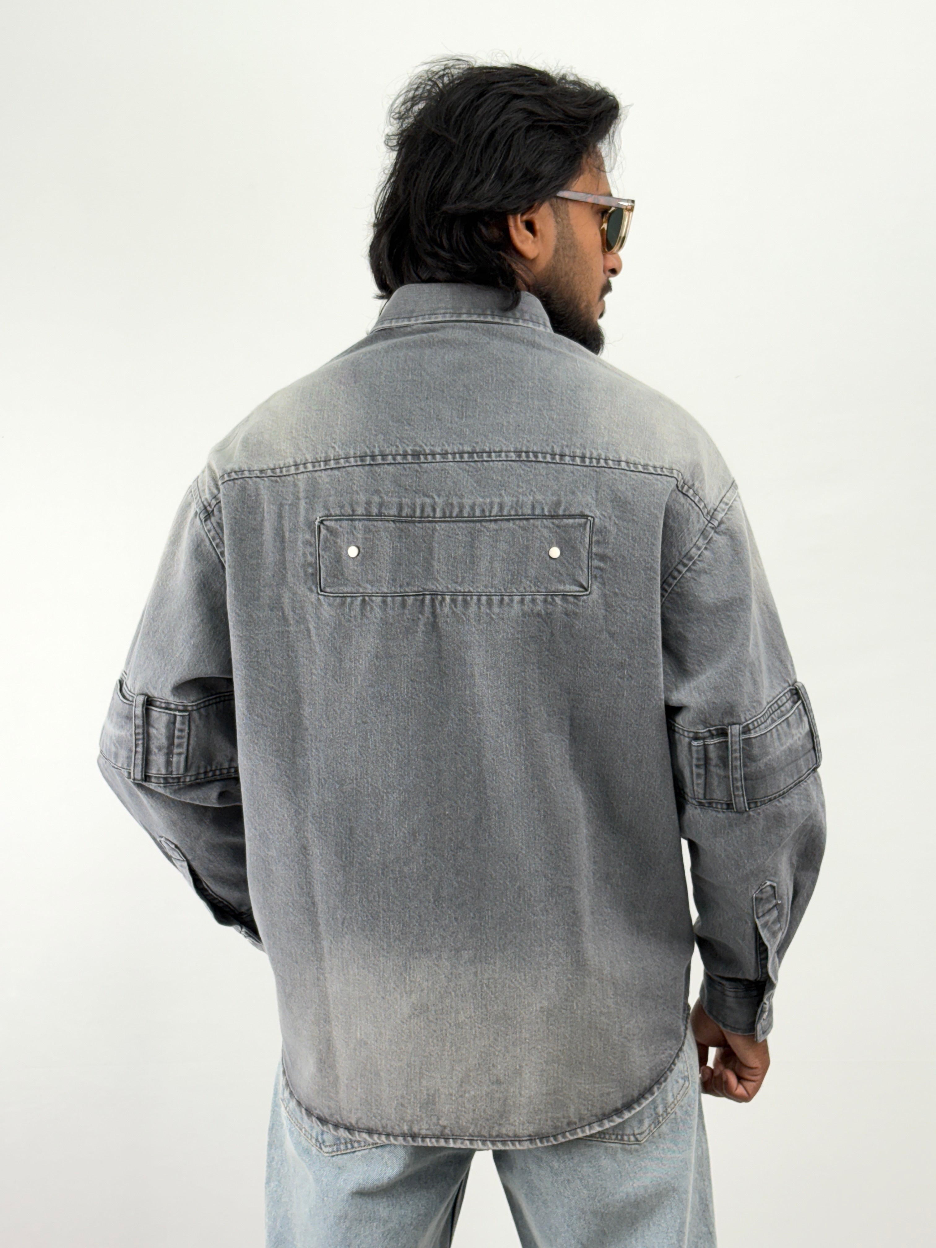 Light Grey Streetwear Denim Shirt