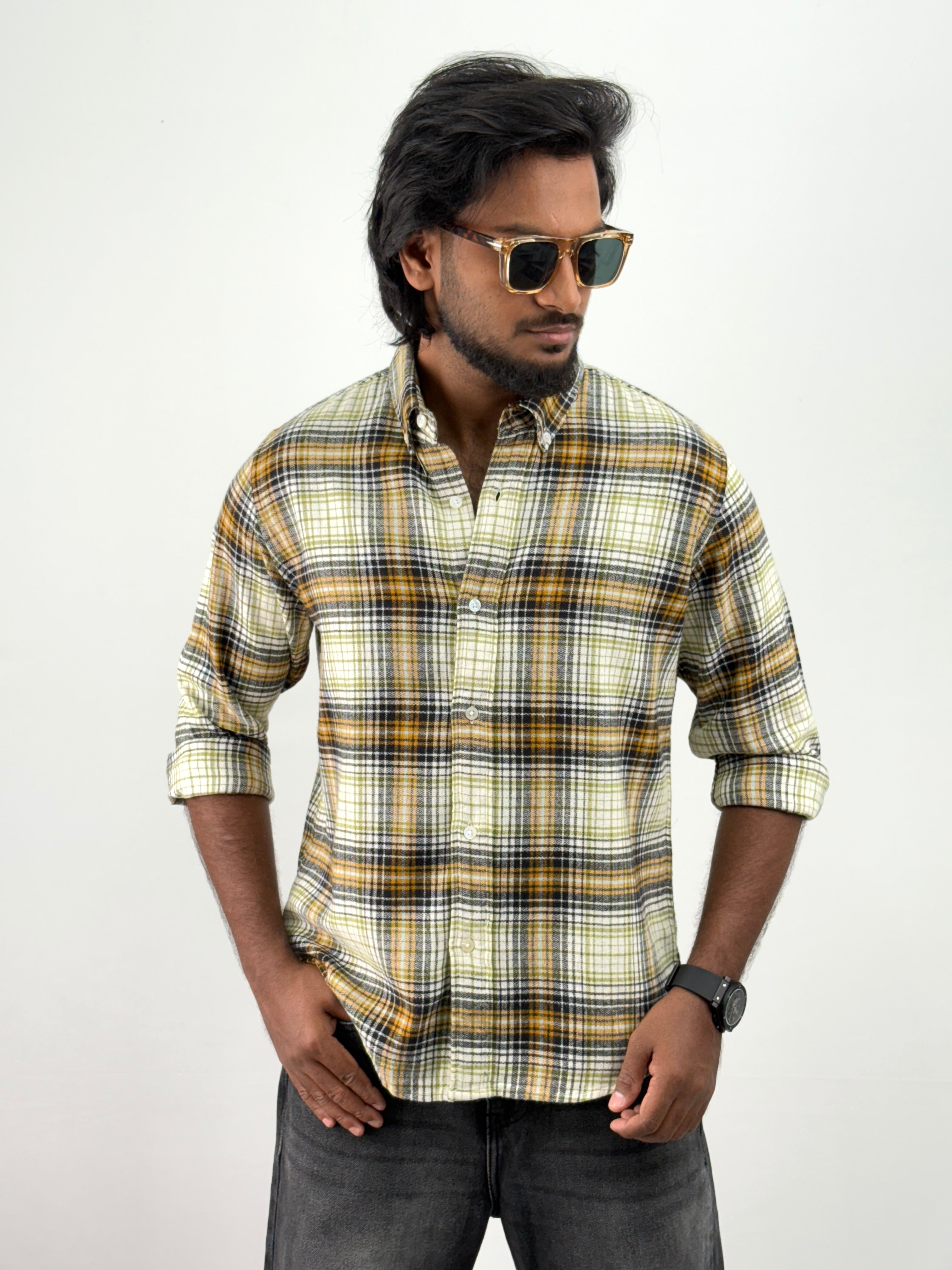 White Yellow Flannel Shirt