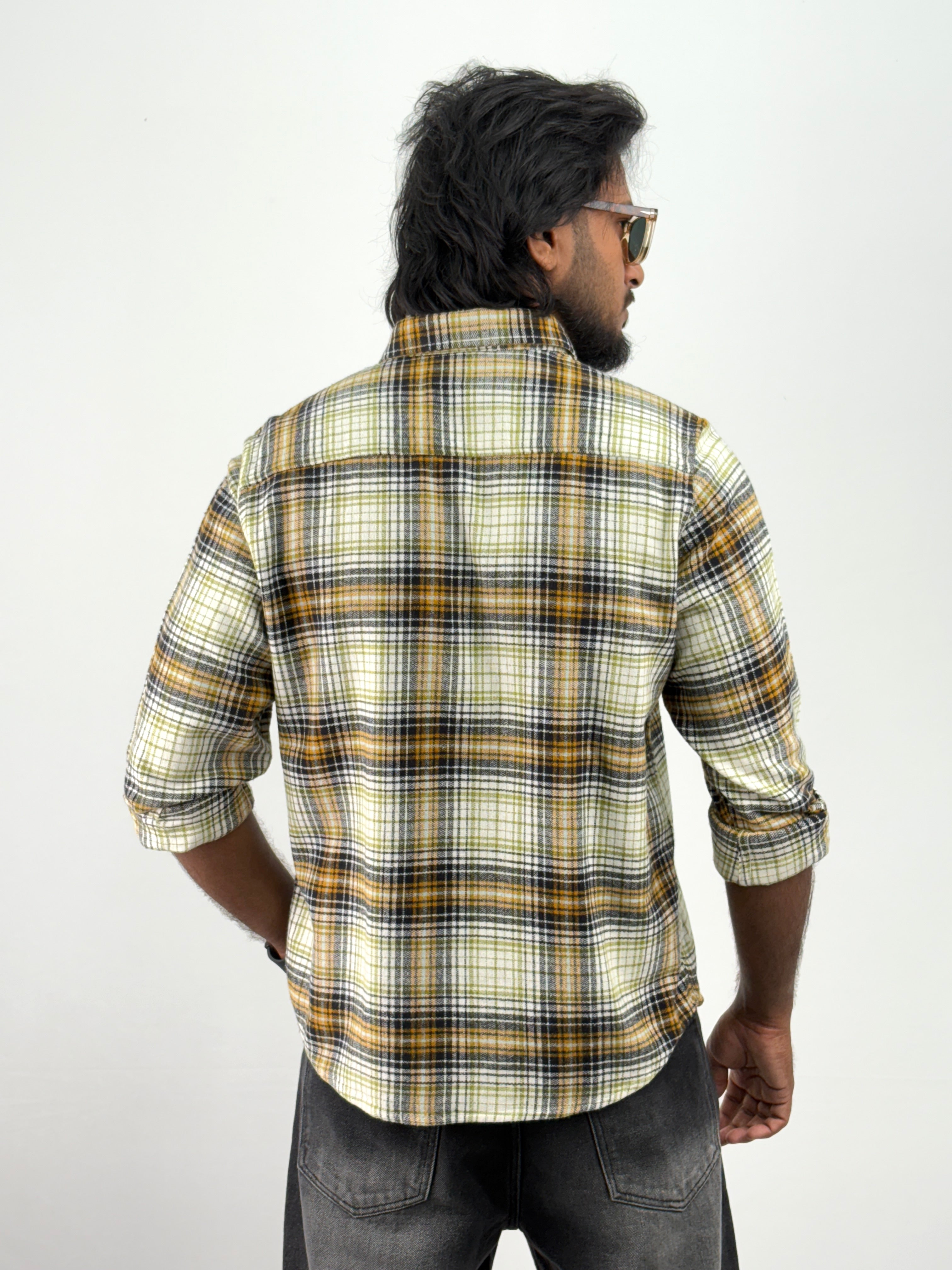 White Yellow Flannel Shirt