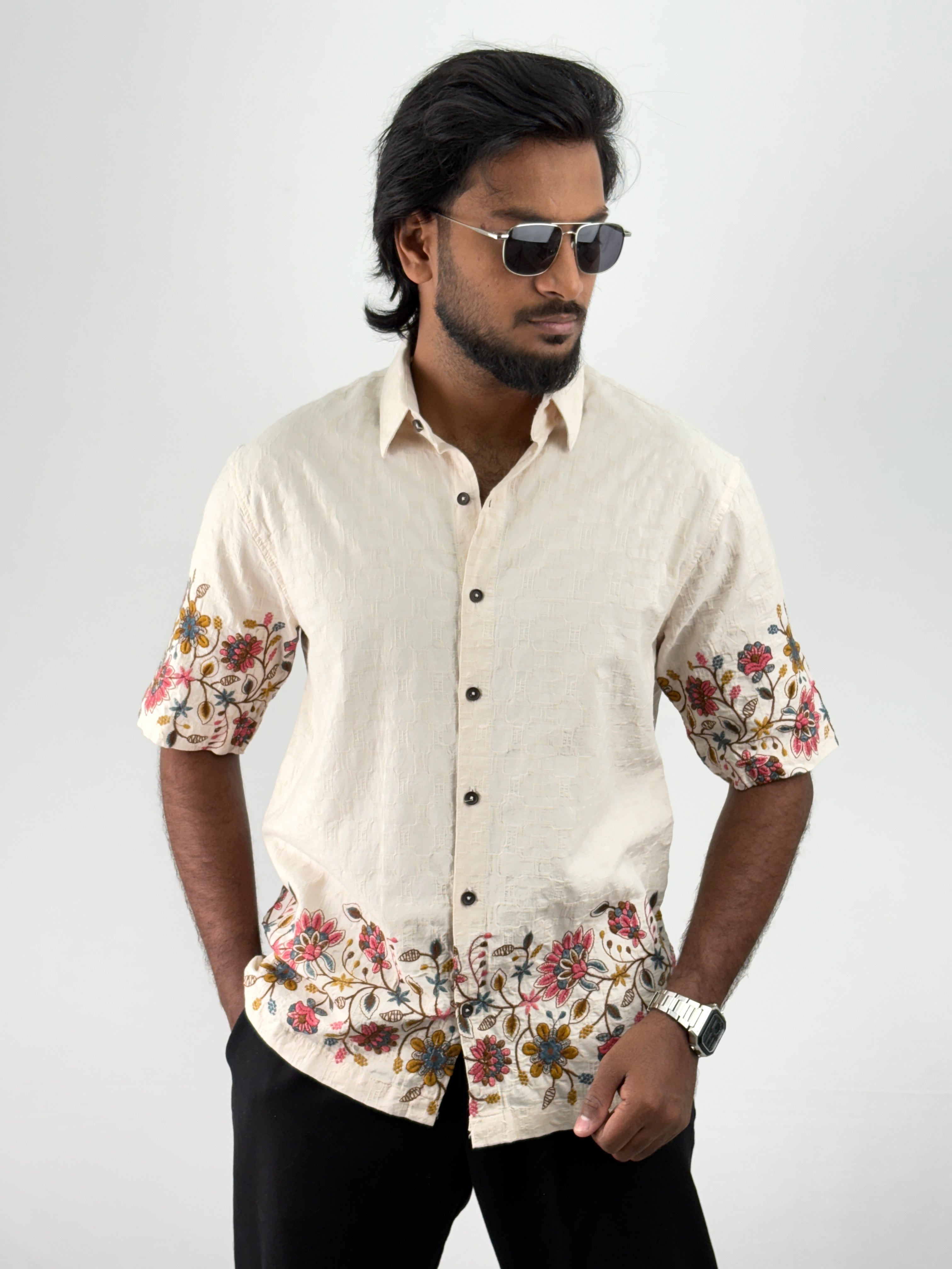 Beige Embroidery Shirt