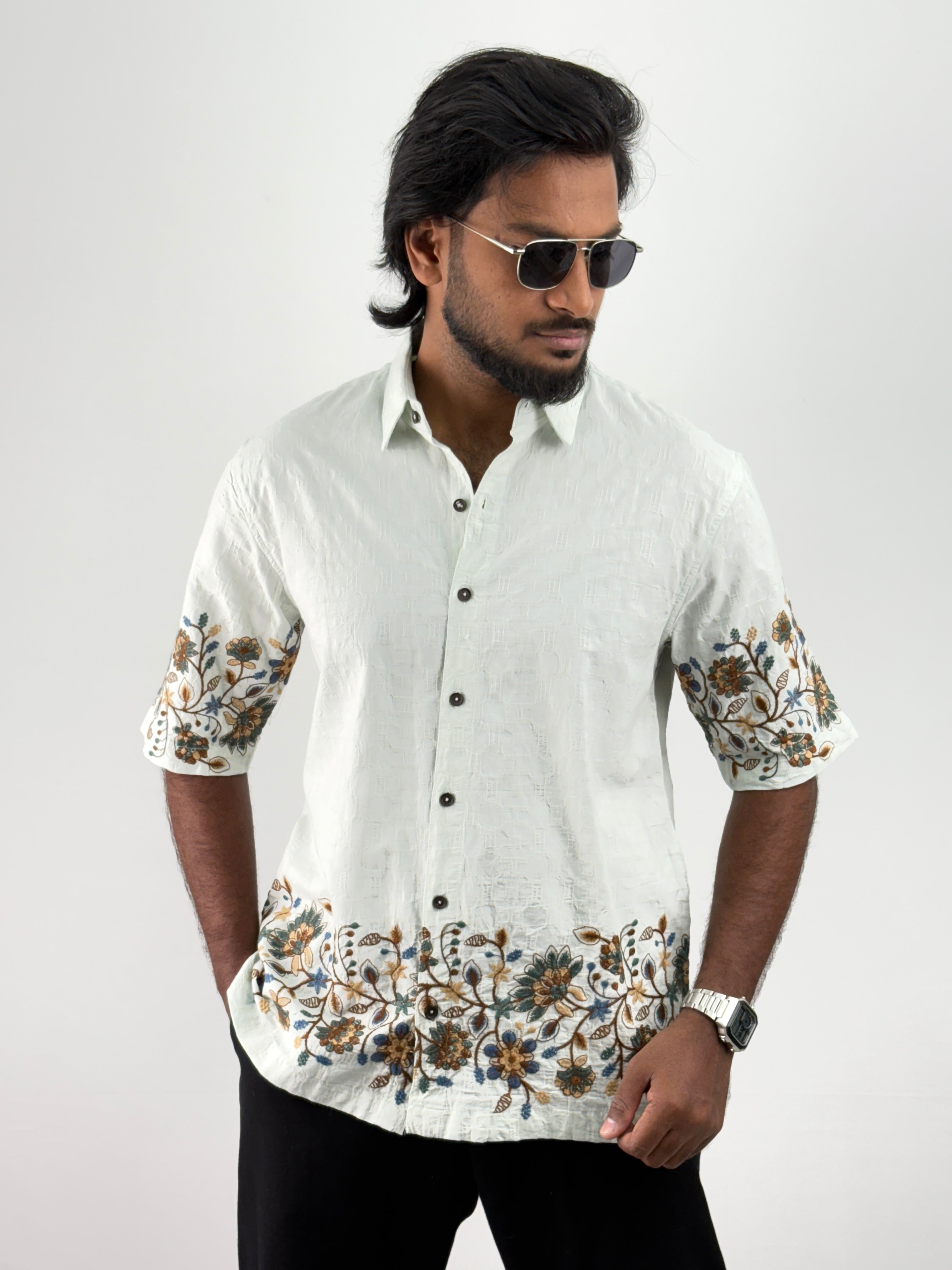 Light Green Embroidery Shirt