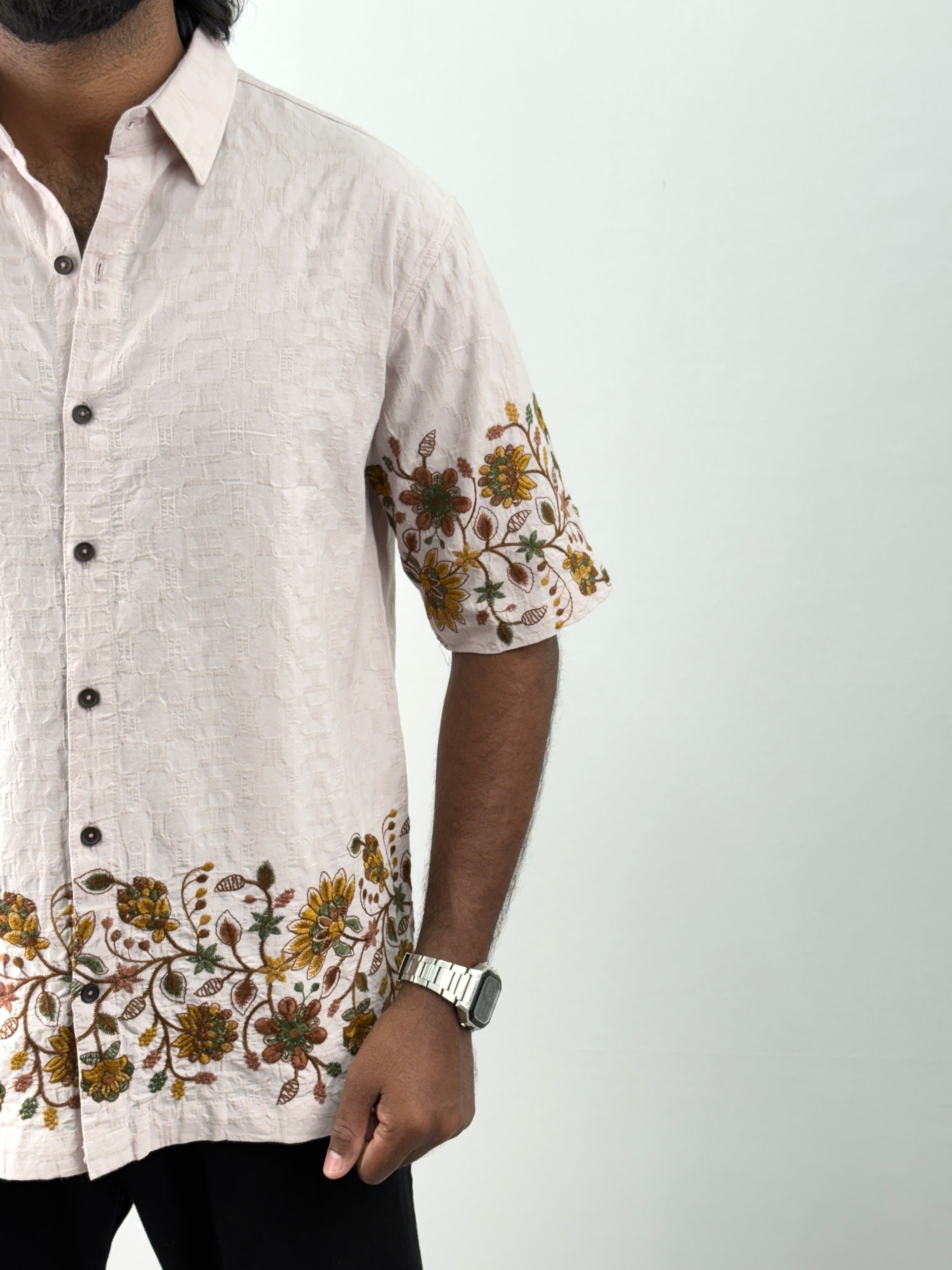 Peach Embroidery Shirt