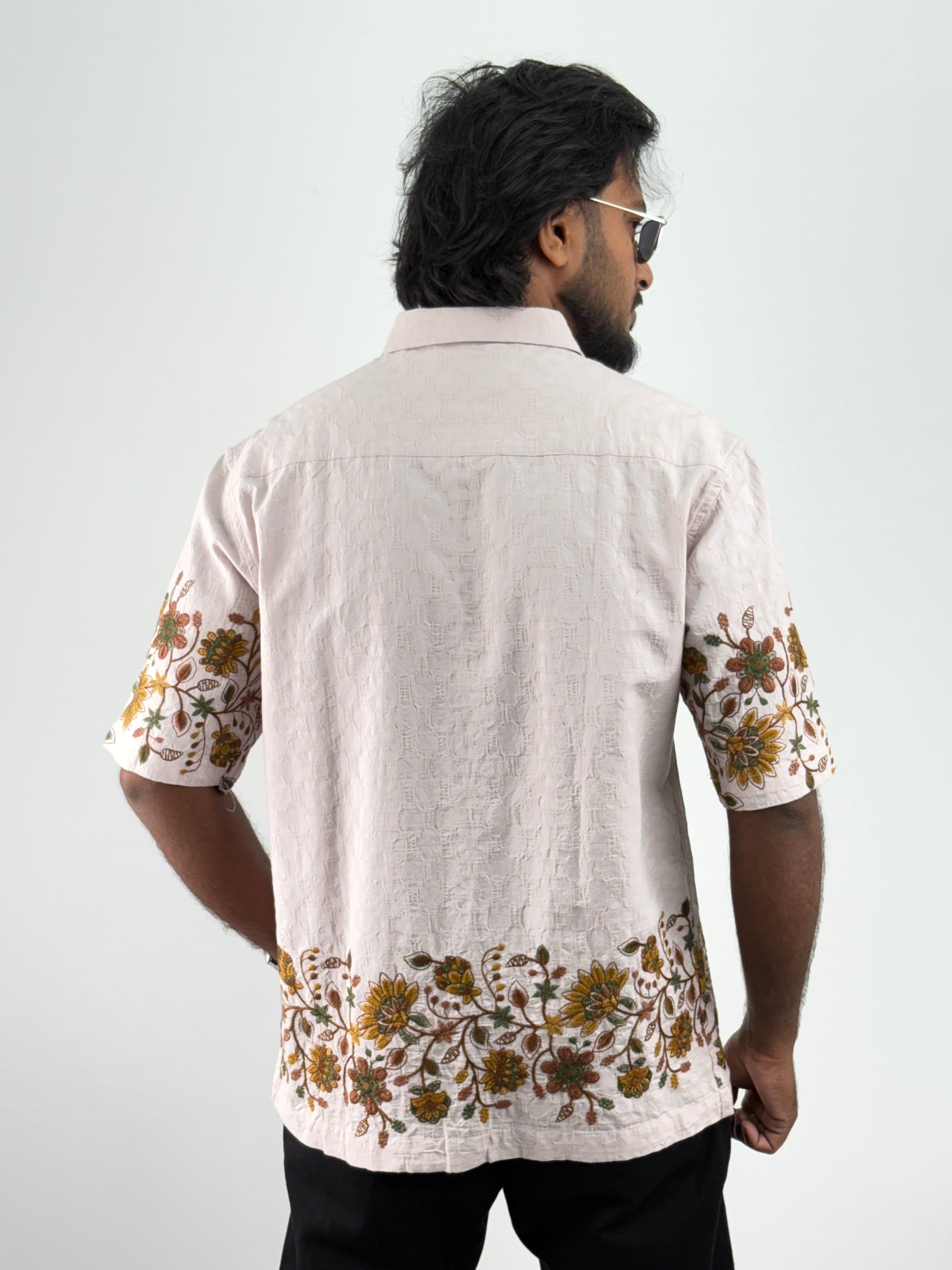 Peach Embroidery Shirt