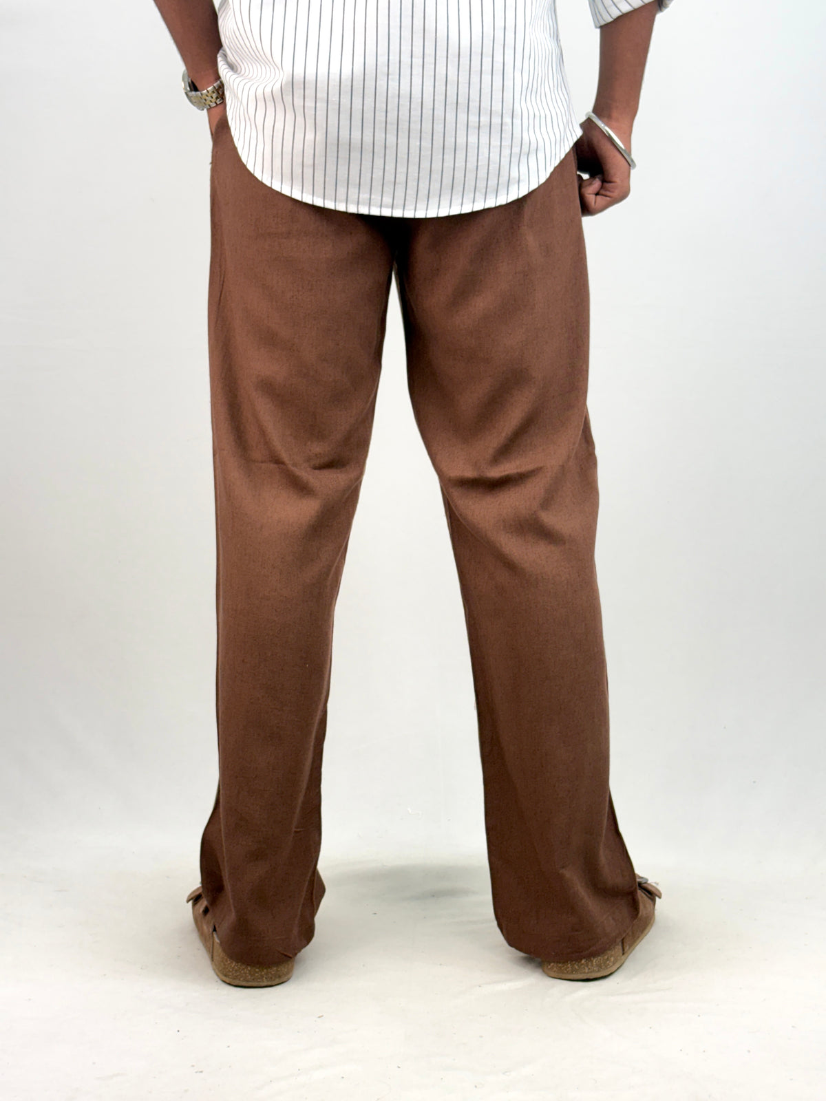 Brown Relaxed Fit Linen Pant 7