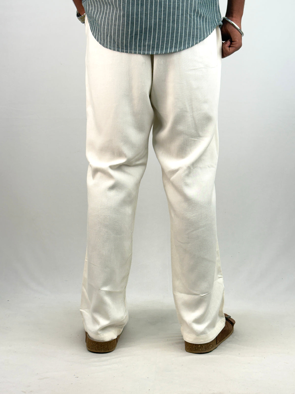 Cream Relaxed Fit Linen Pant 7