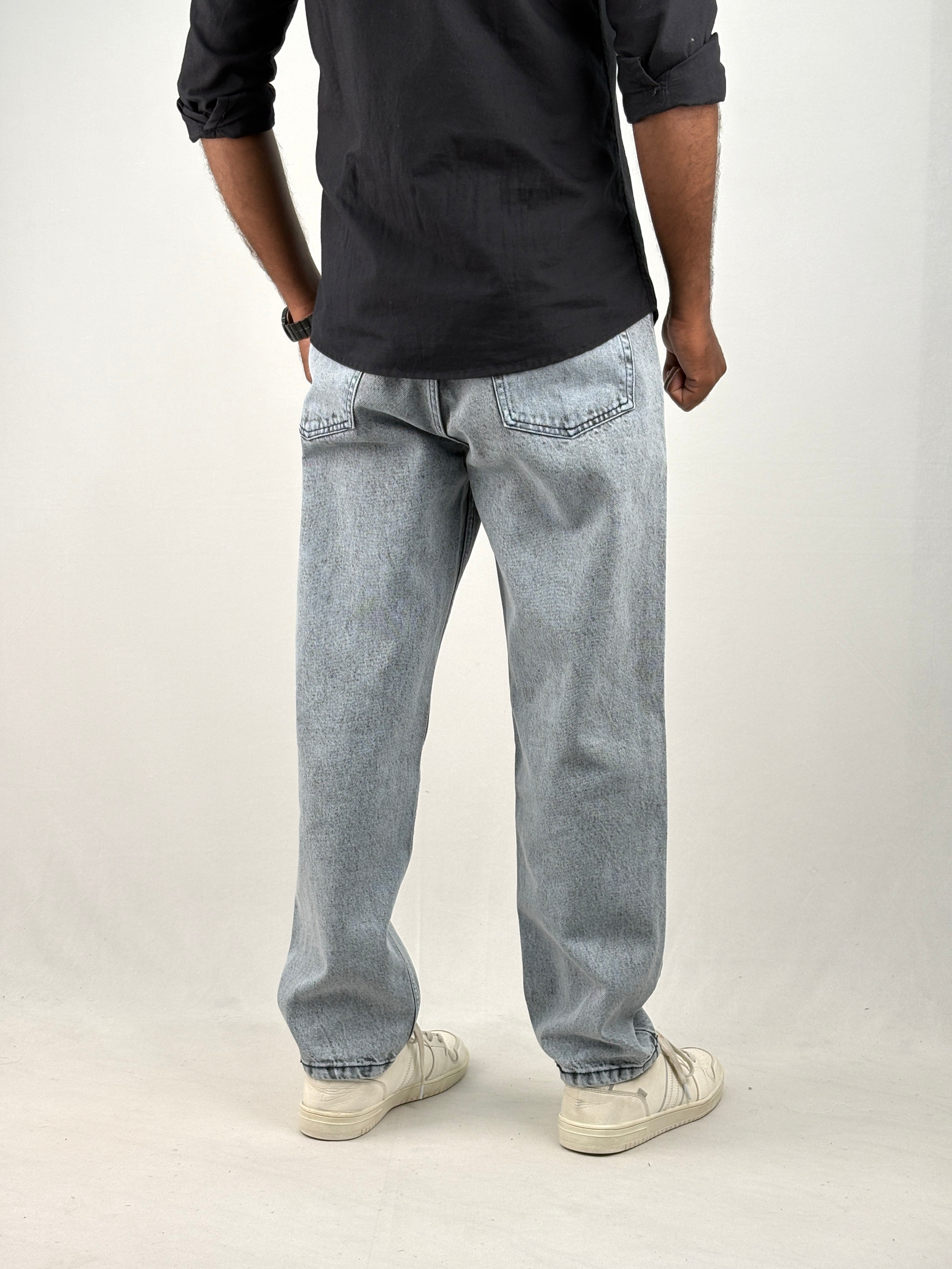 Grey Acid Wash Semi Baggy Jean 1