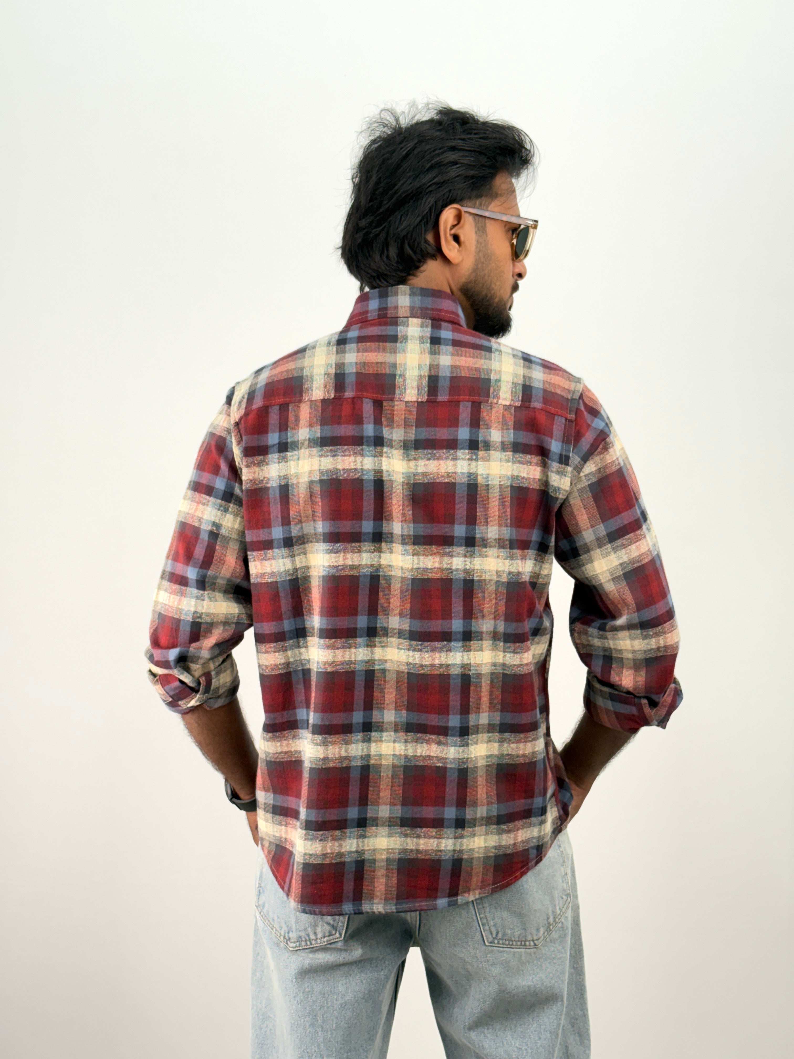 Beige Red Flannel Shirt