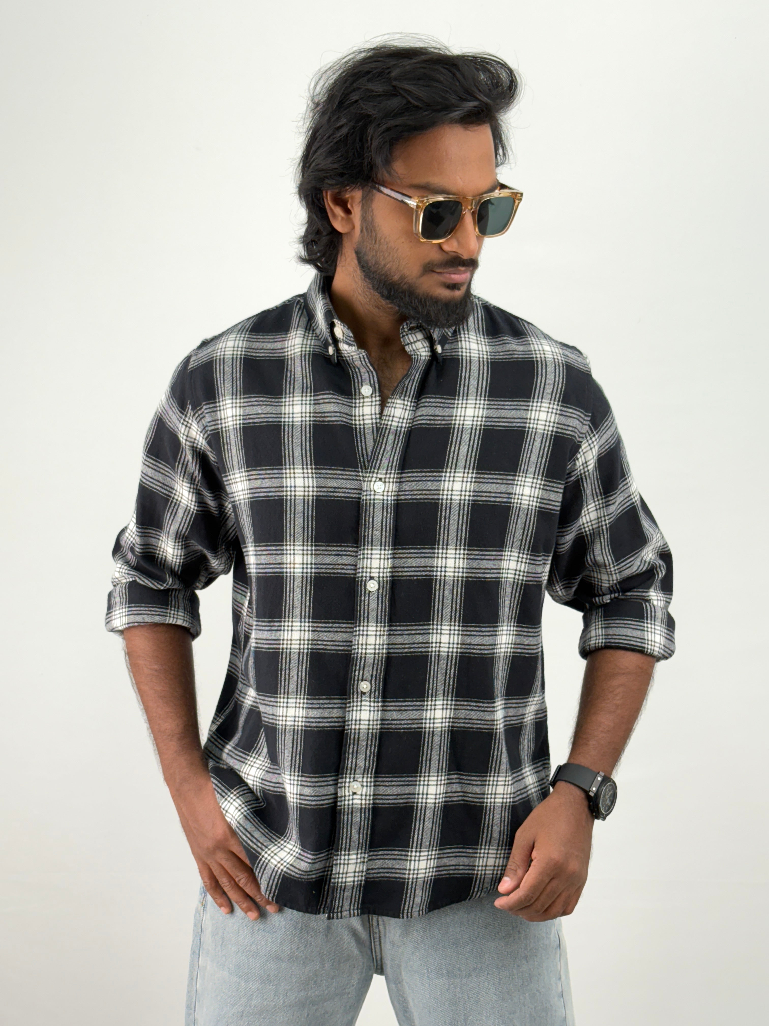 White Black Flannel Shirt