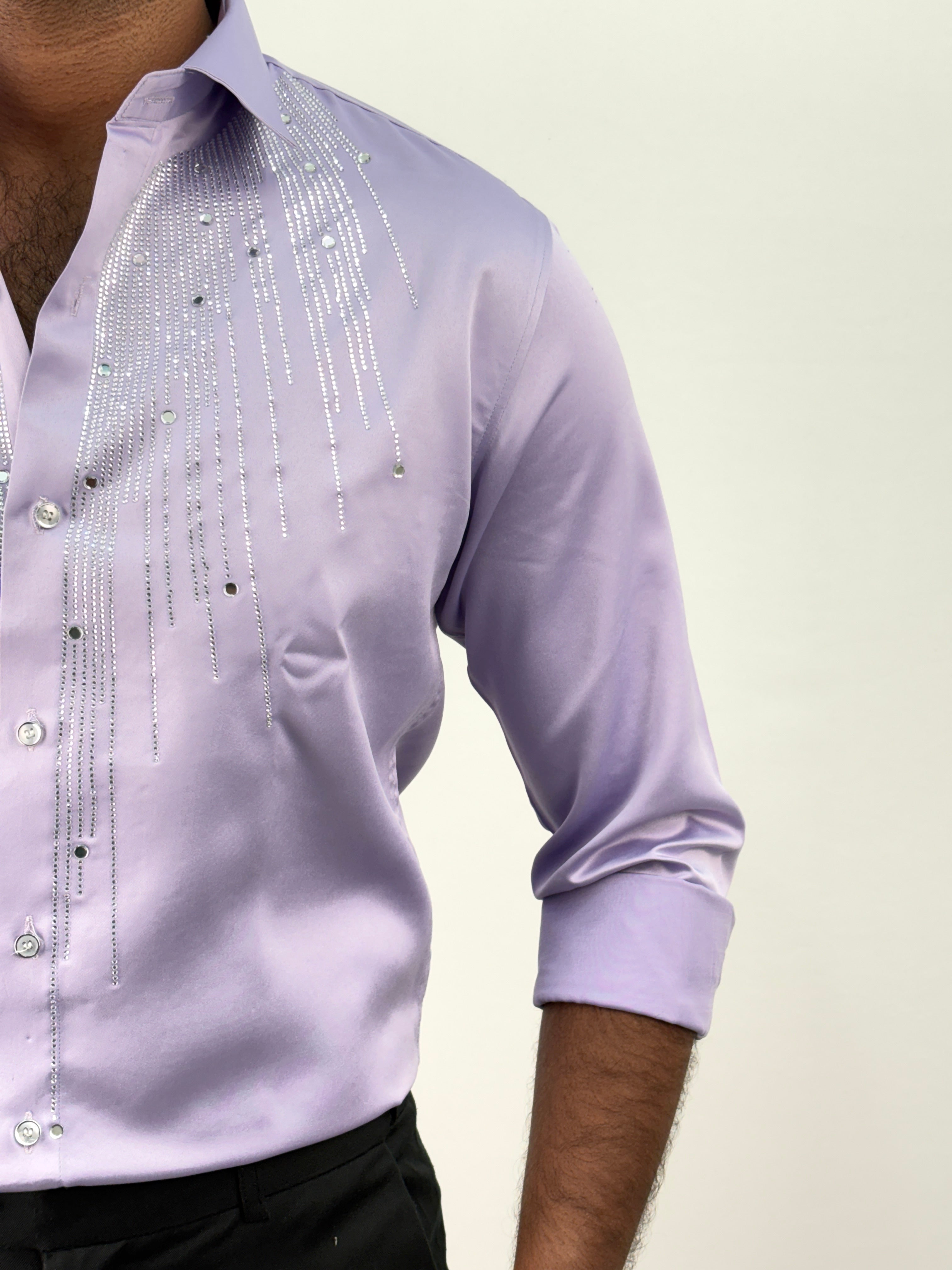 Lavender Designer Stone Work Shirts 12