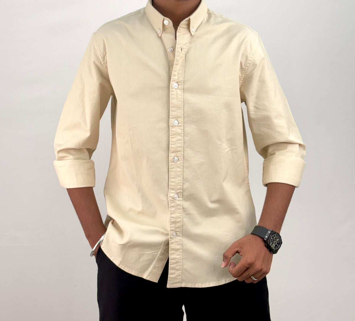 Beige Elbow Patch Shirt 2