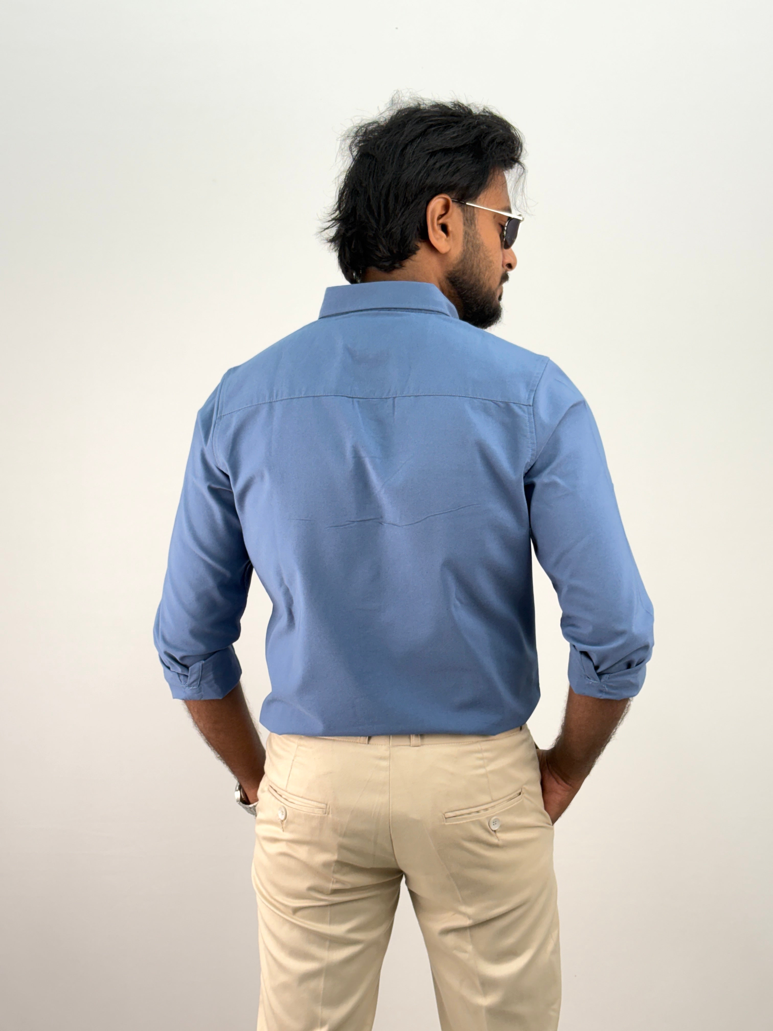 Blue Plain Oxford Shirt 5