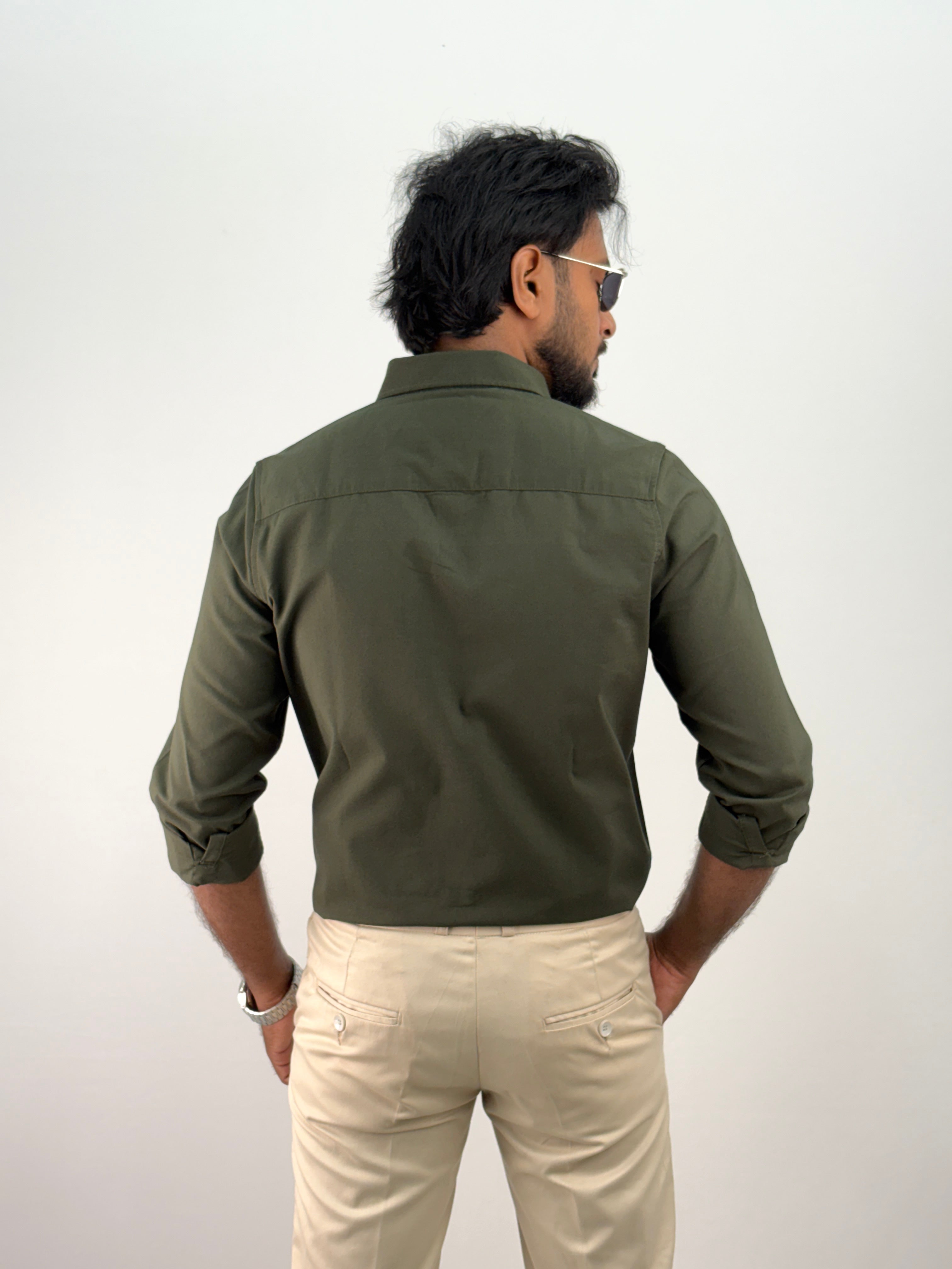 Dark Green Plain Oxford Shirt 5