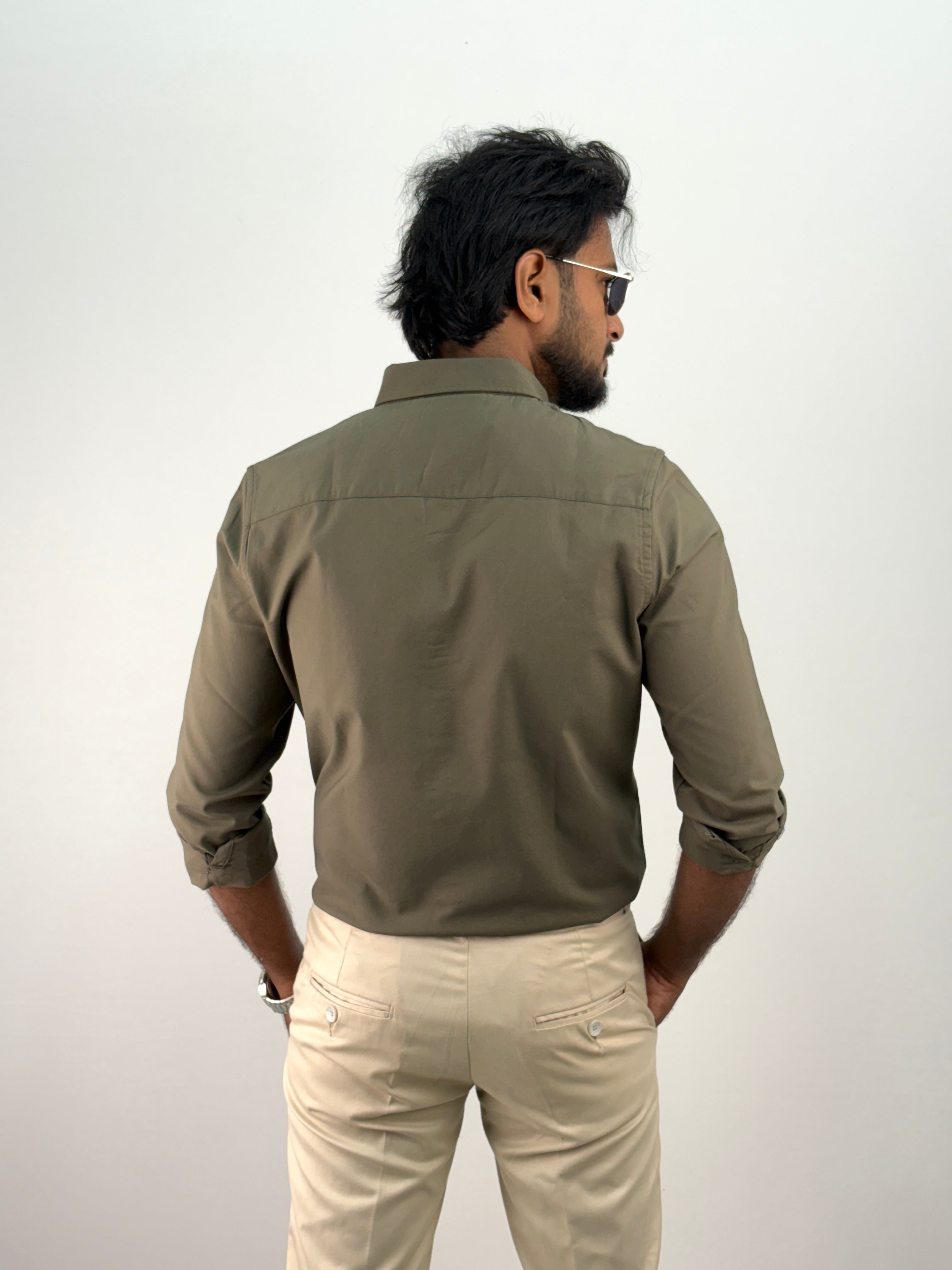 Green Plain Oxford Shirt 5