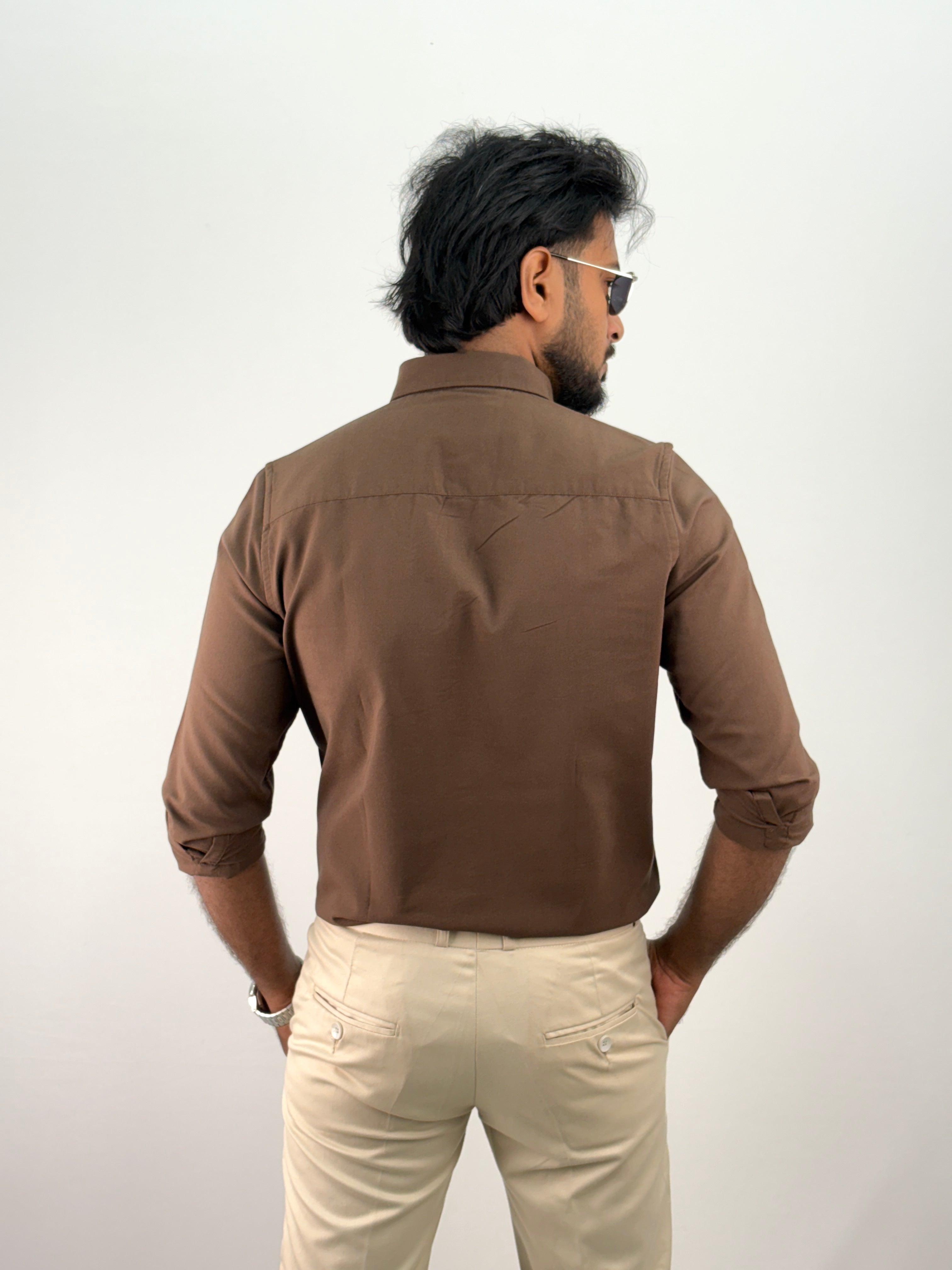 Coffee Plain Oxford Shirt 6