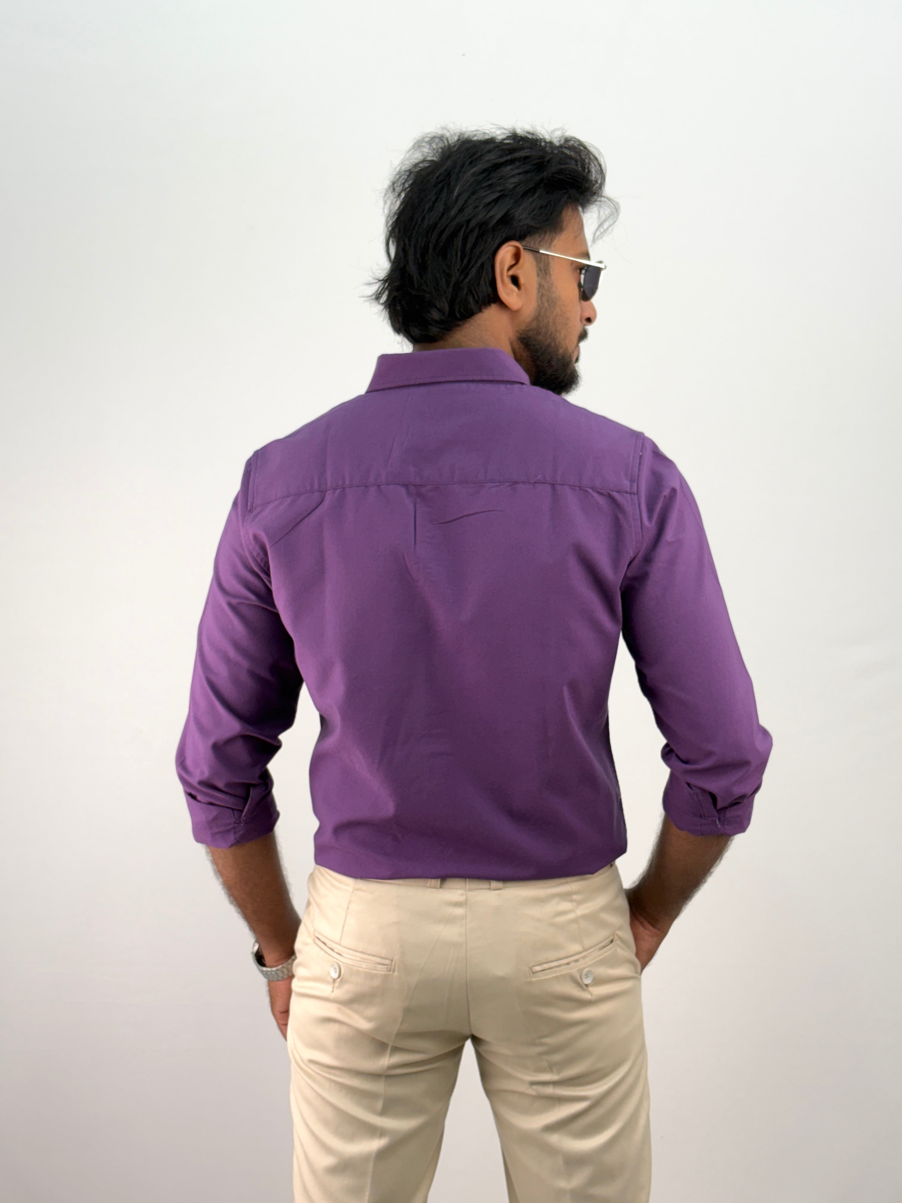 Purple Plain Oxford Shirt 5