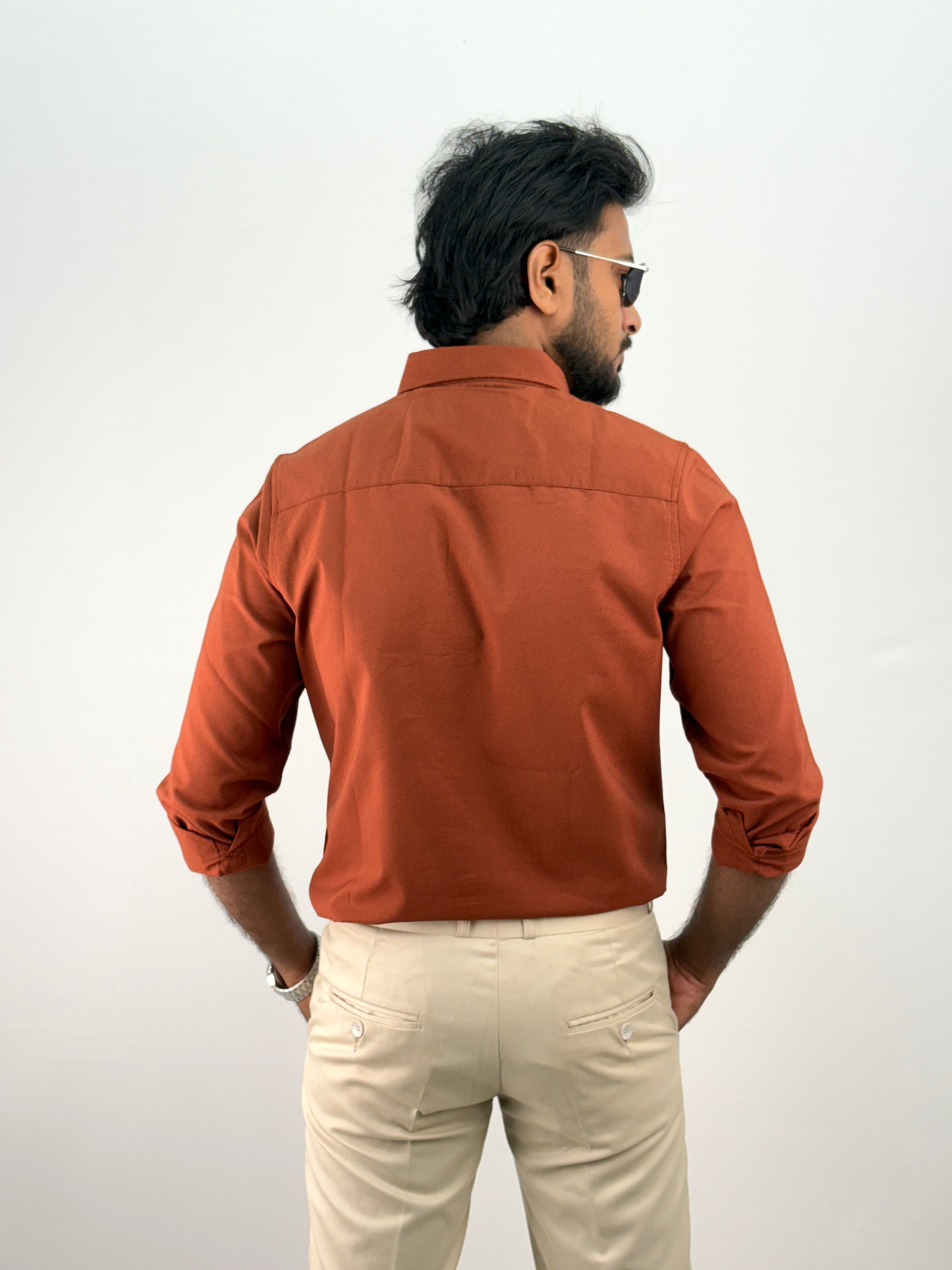 Brick Red Plain Oxford Shirt 5