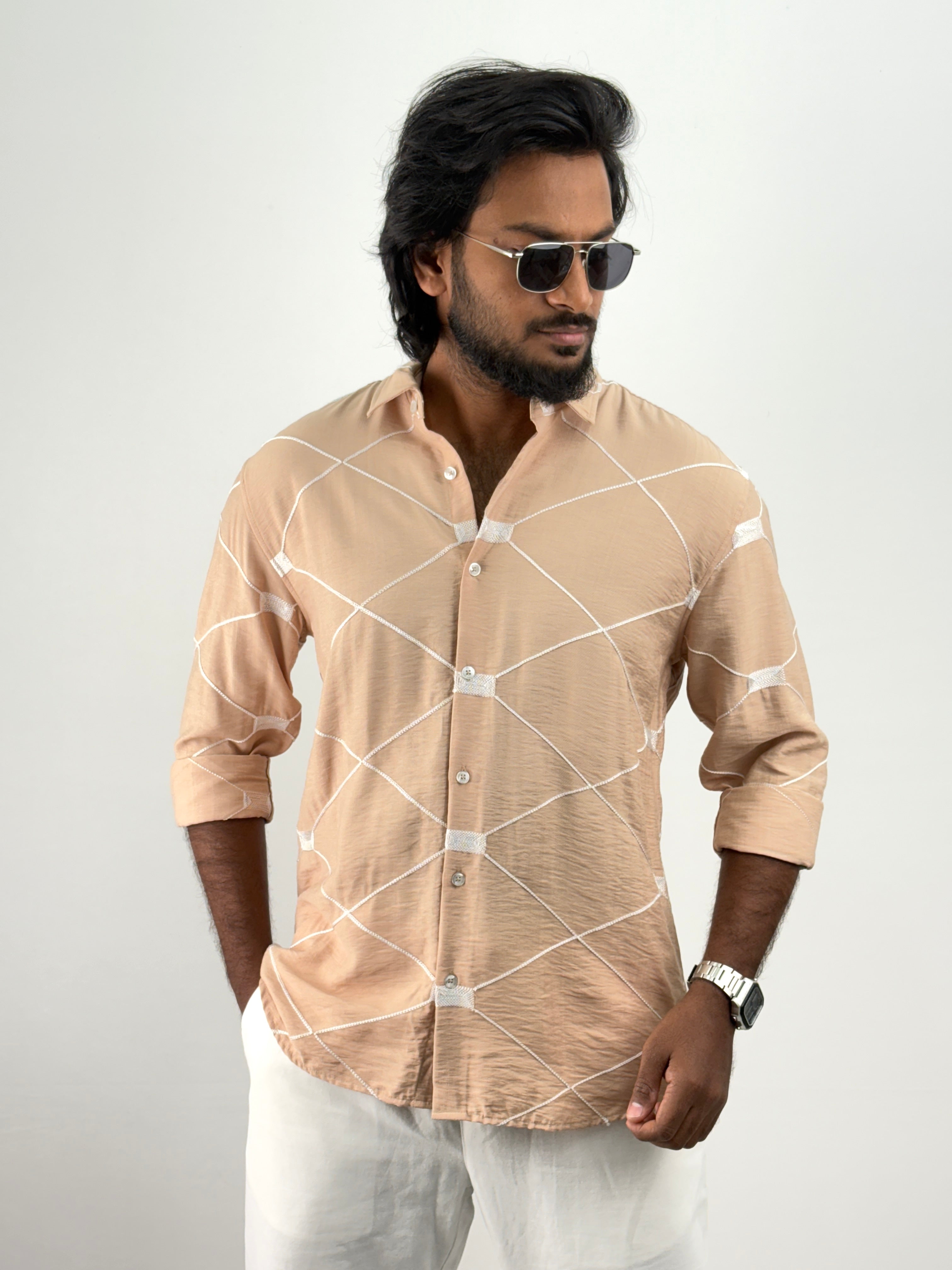 Beige Embroidery Shirt