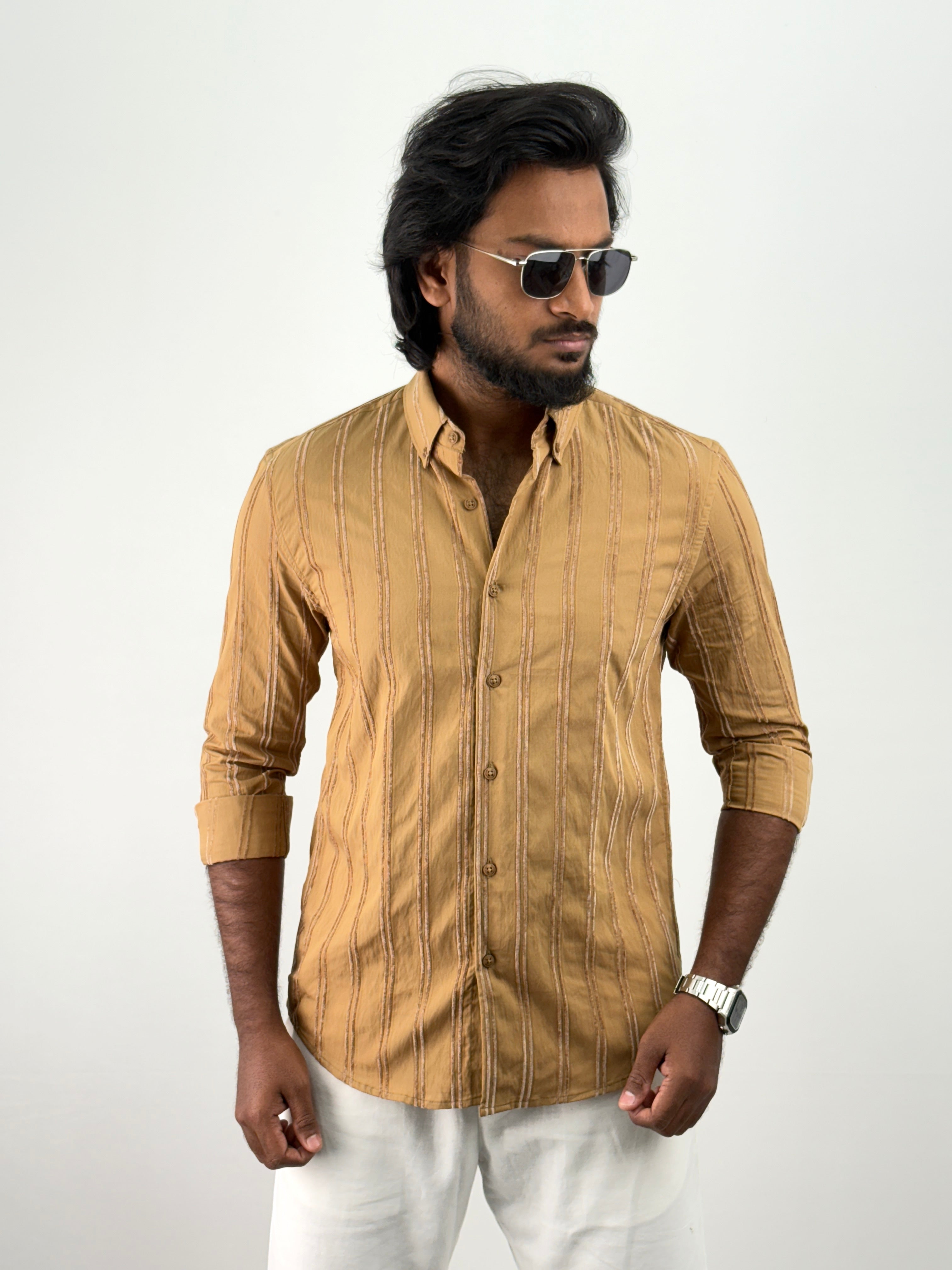 Yellow Self Stripe Shirt