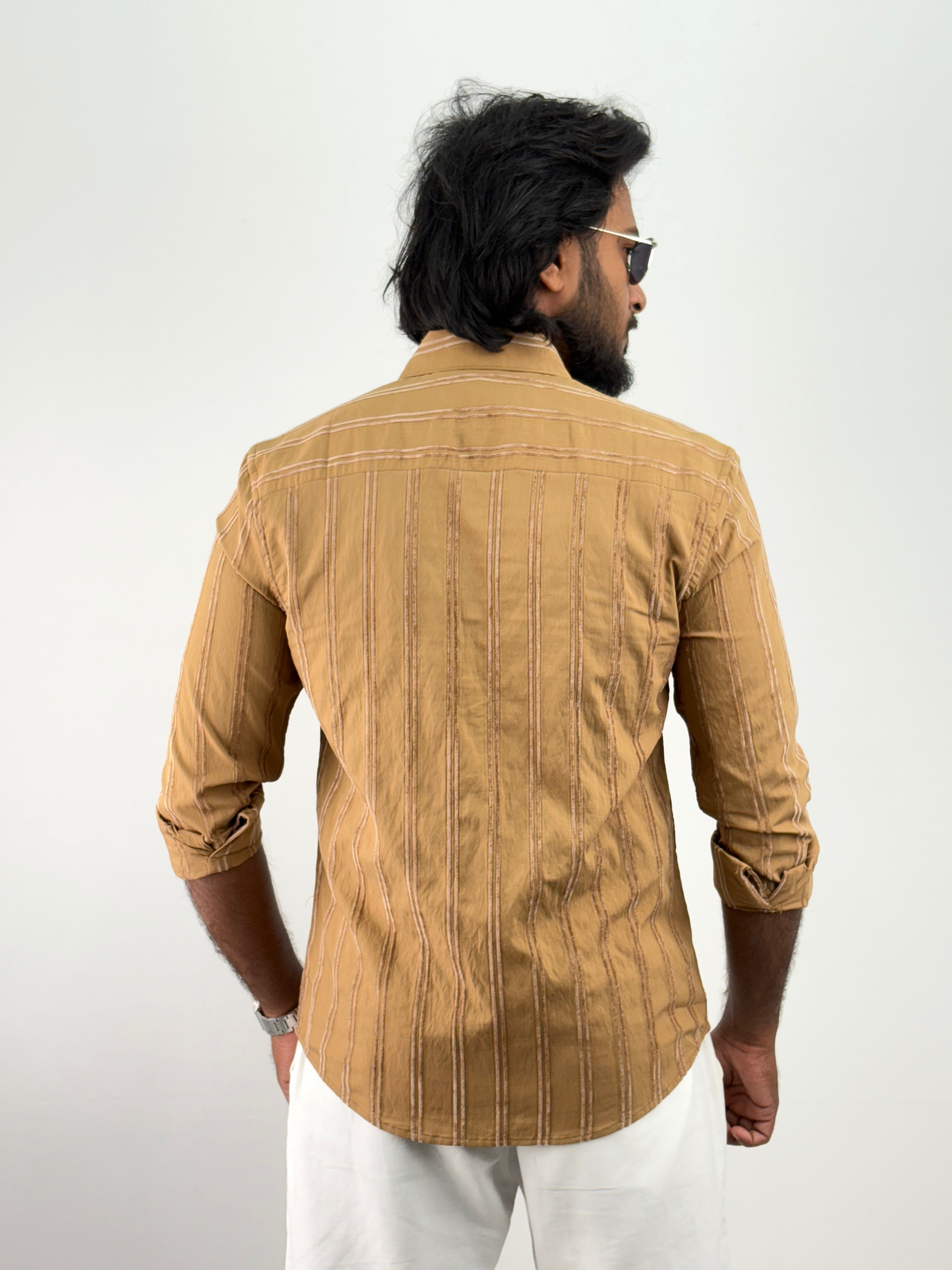 Yellow Self Stripe Shirt