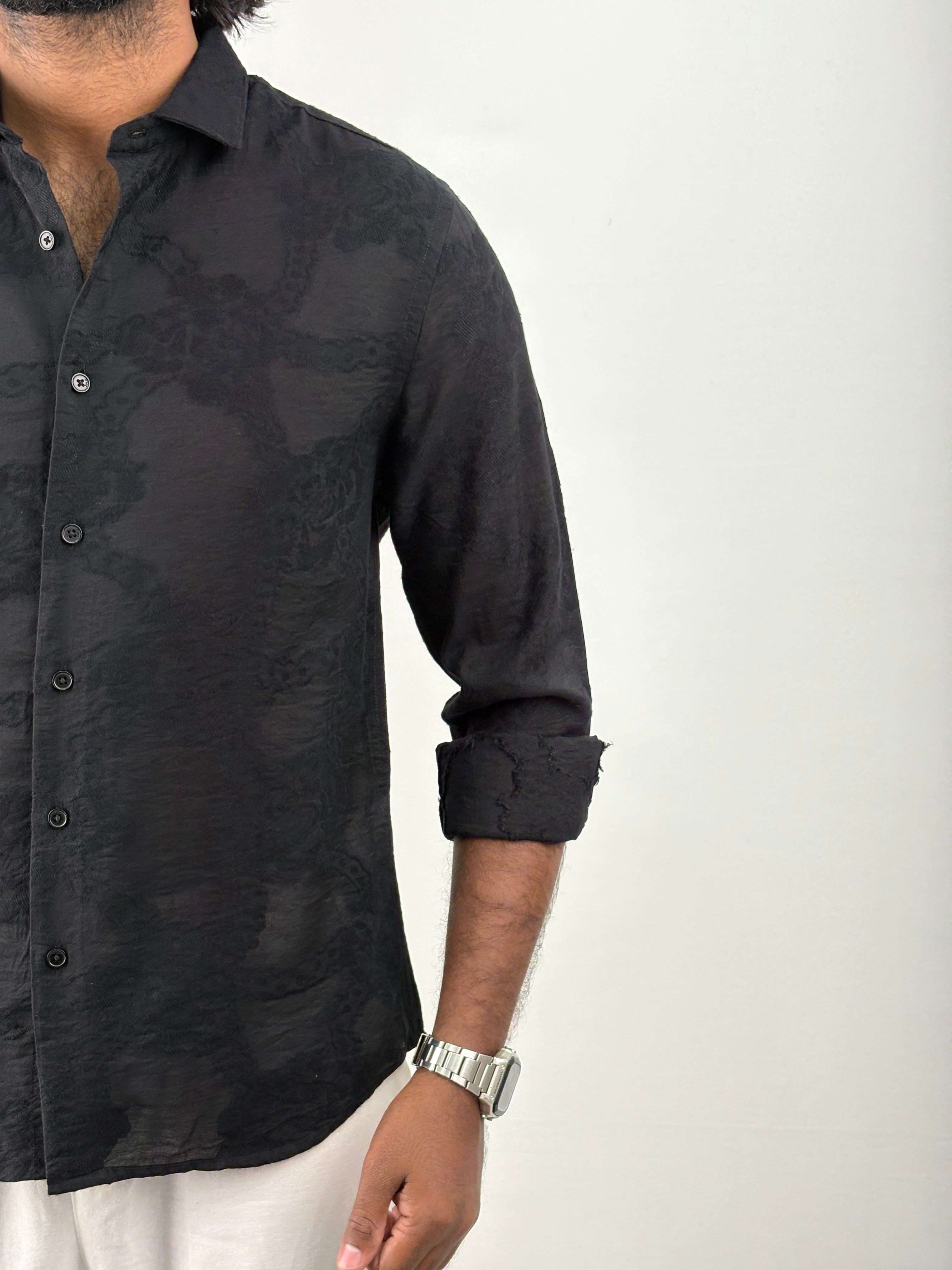 Black Self Design Shirt