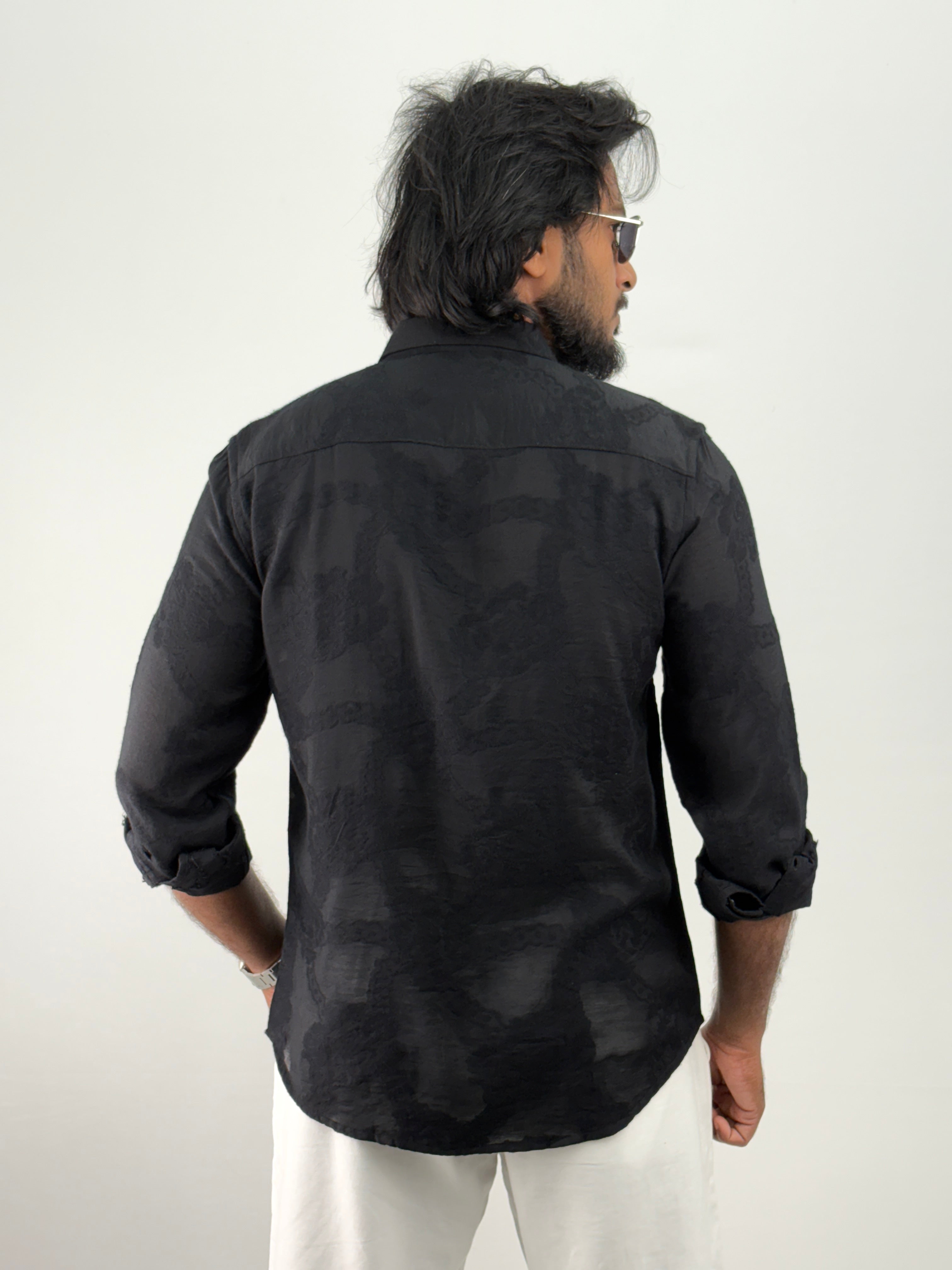 Black Self Design Shirt