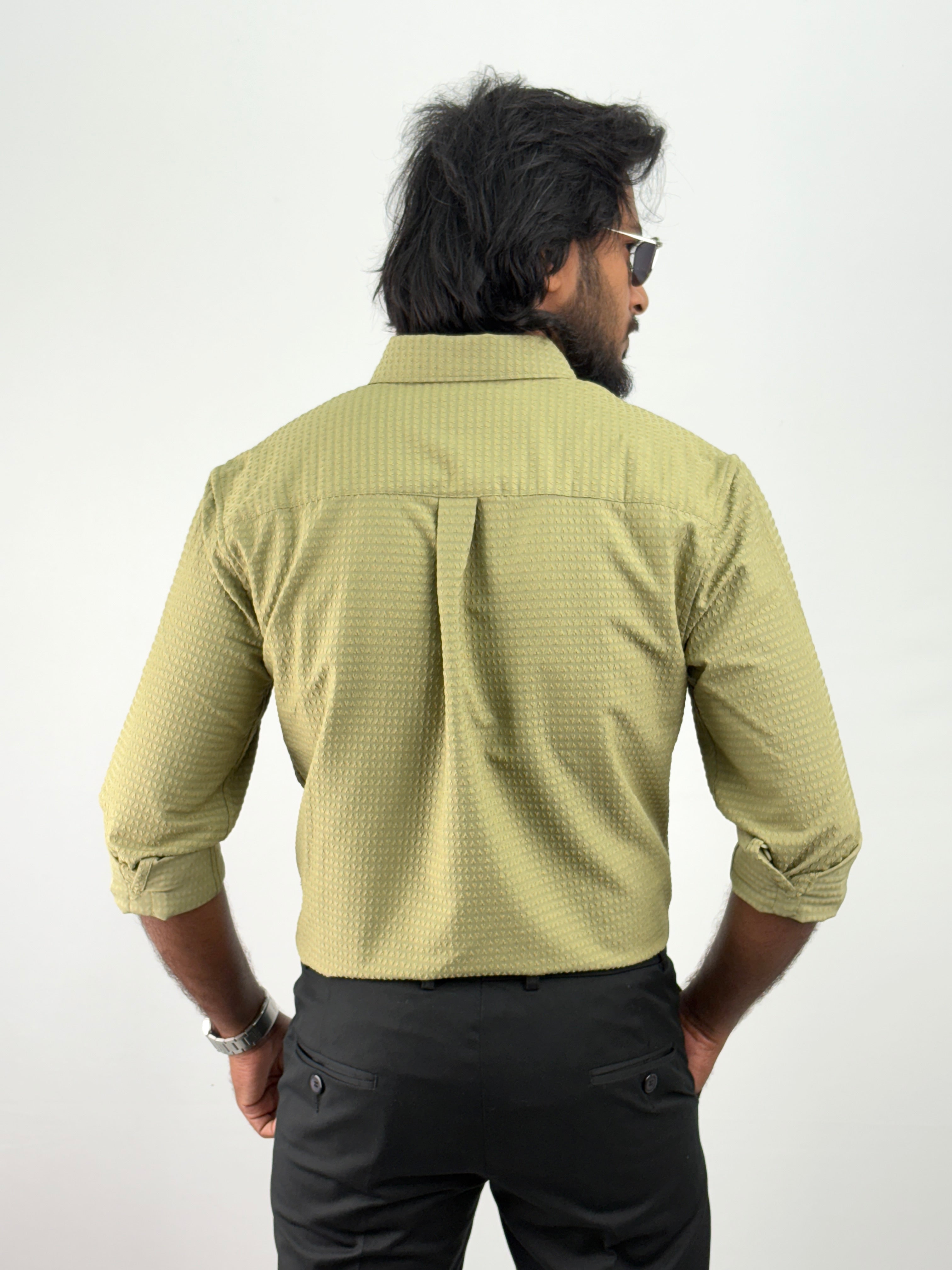 Olive Self Textured Shirt