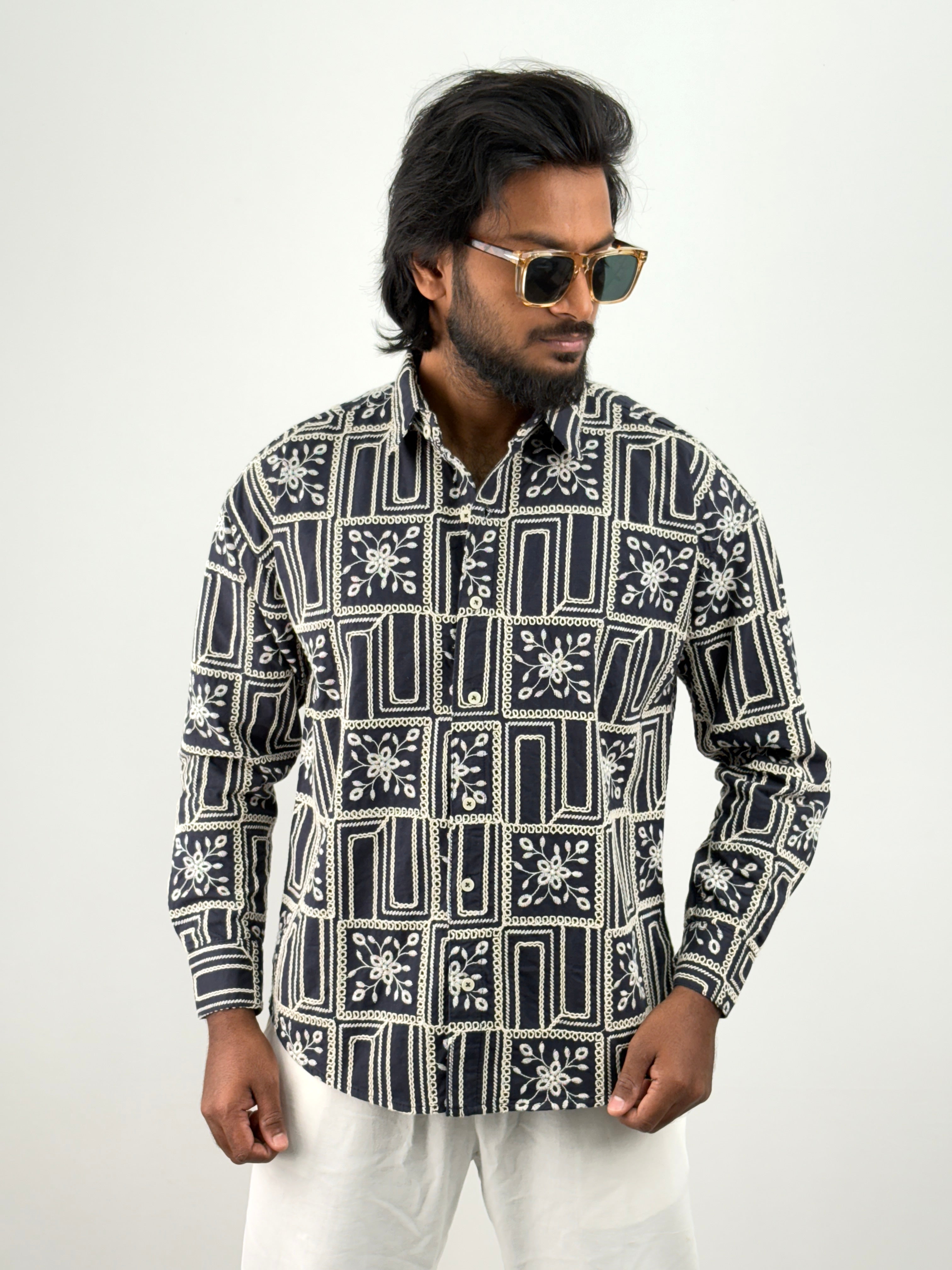 Navy Embroidery Shirt