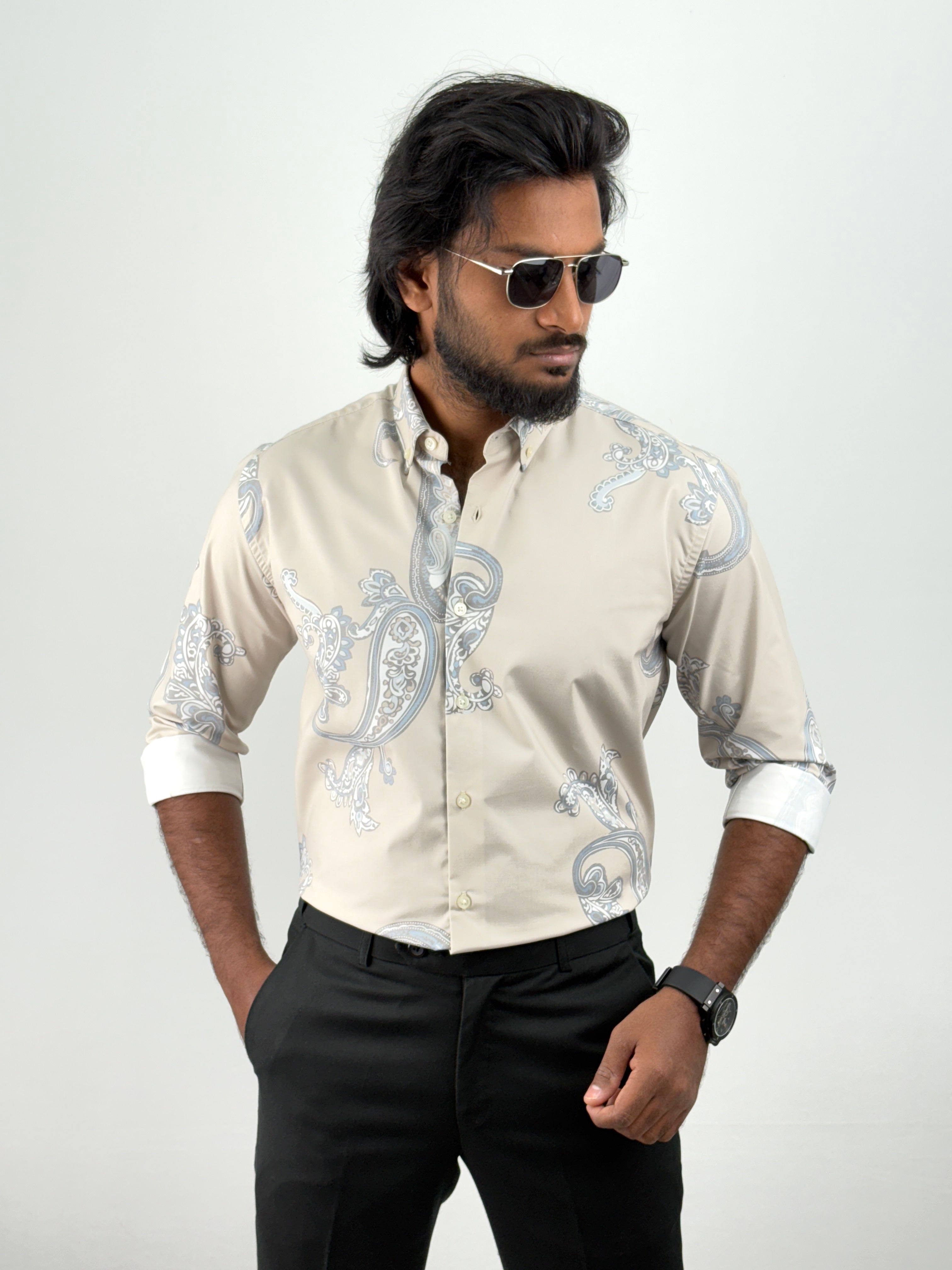 Beige Printed Shirt