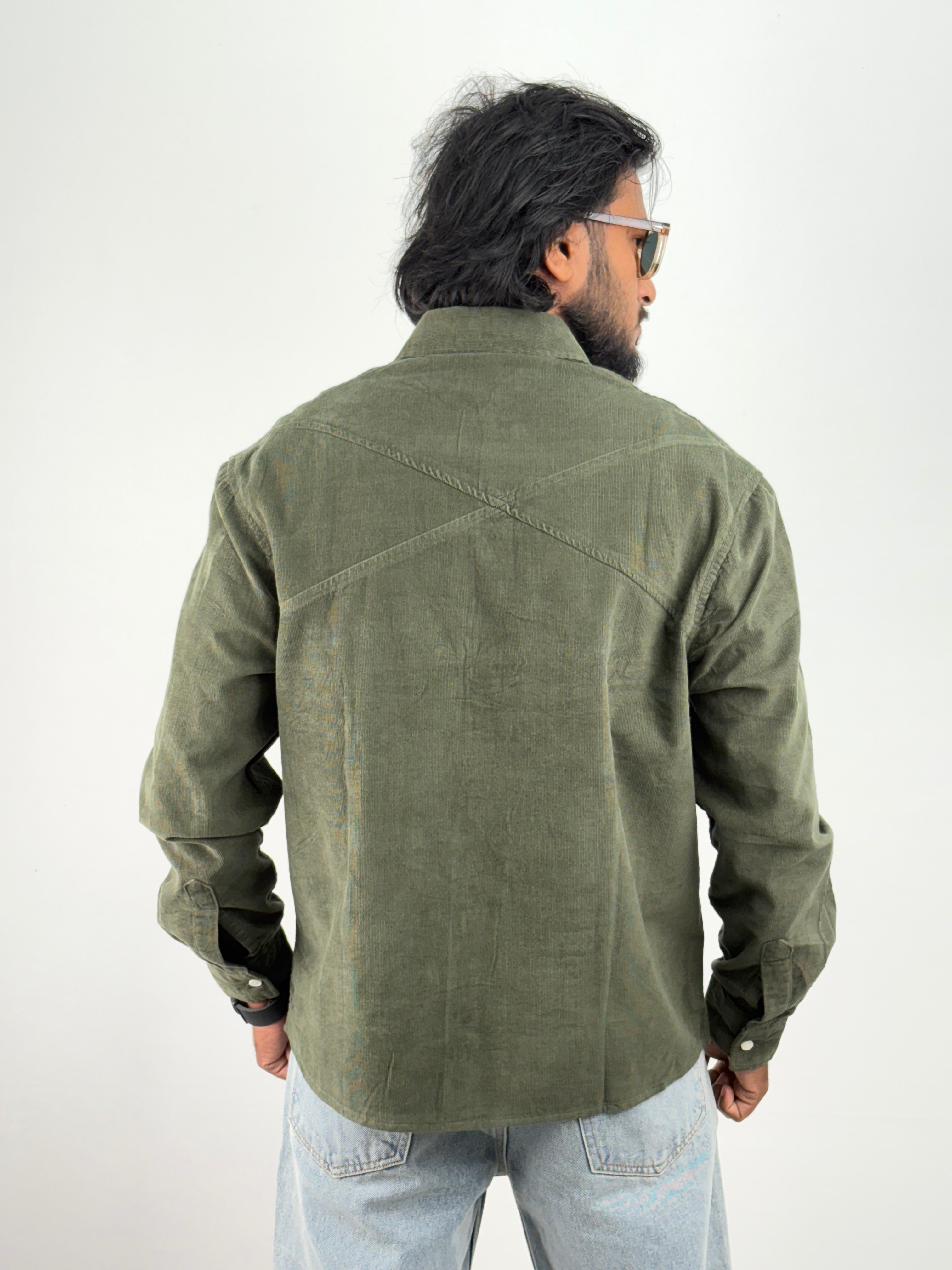 Green Corduroy Oversized Shirt