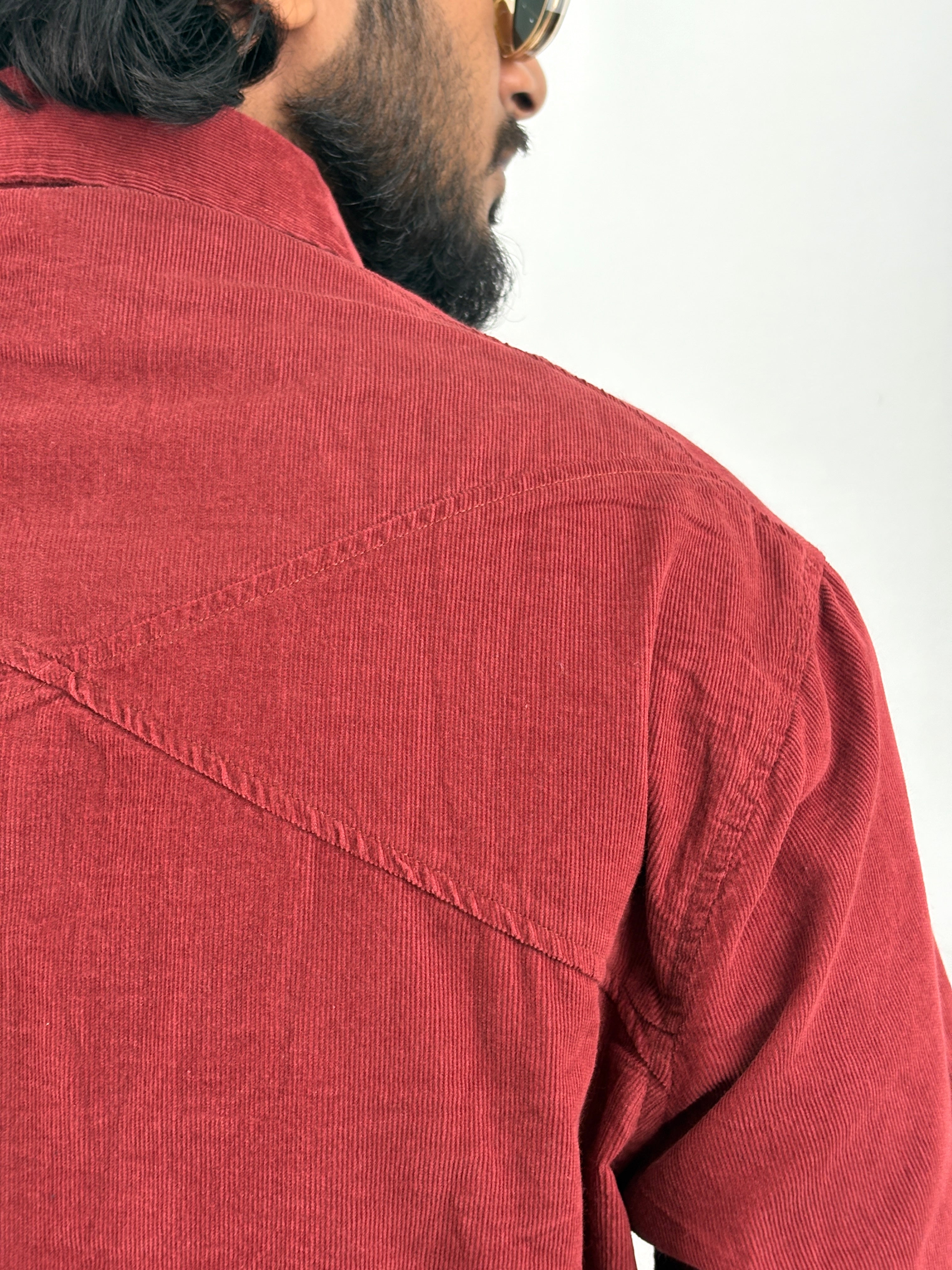 Red Corduroy Oversized Shirt