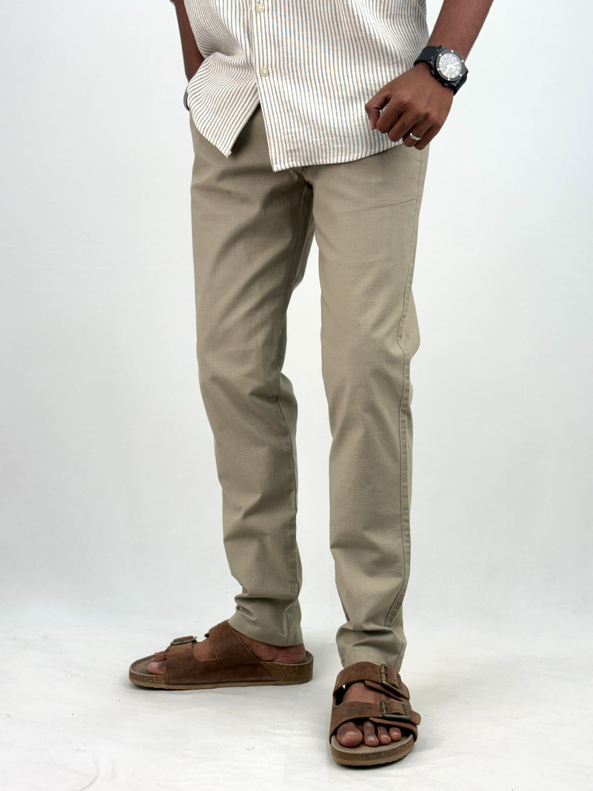 Light Green Slim Fit Linen Pant 2