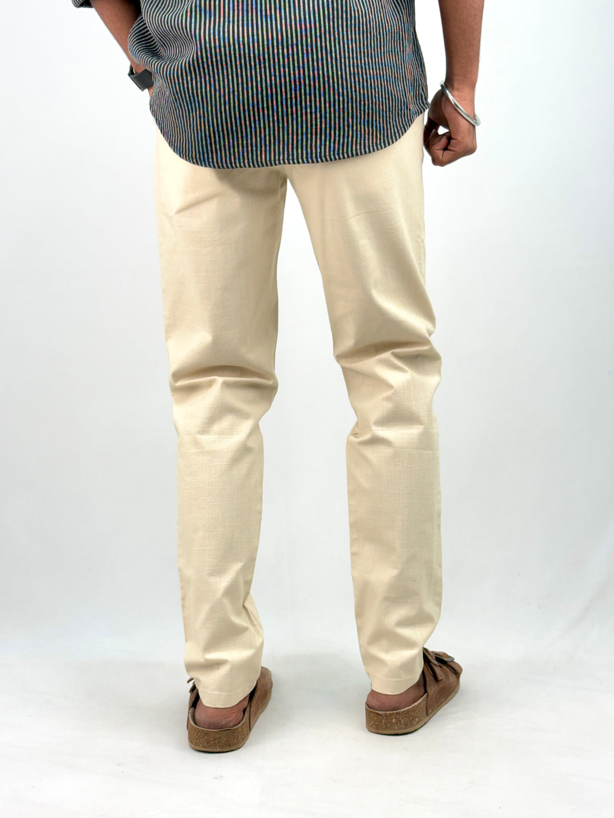 Cream Slim Fit Linen Pant 2