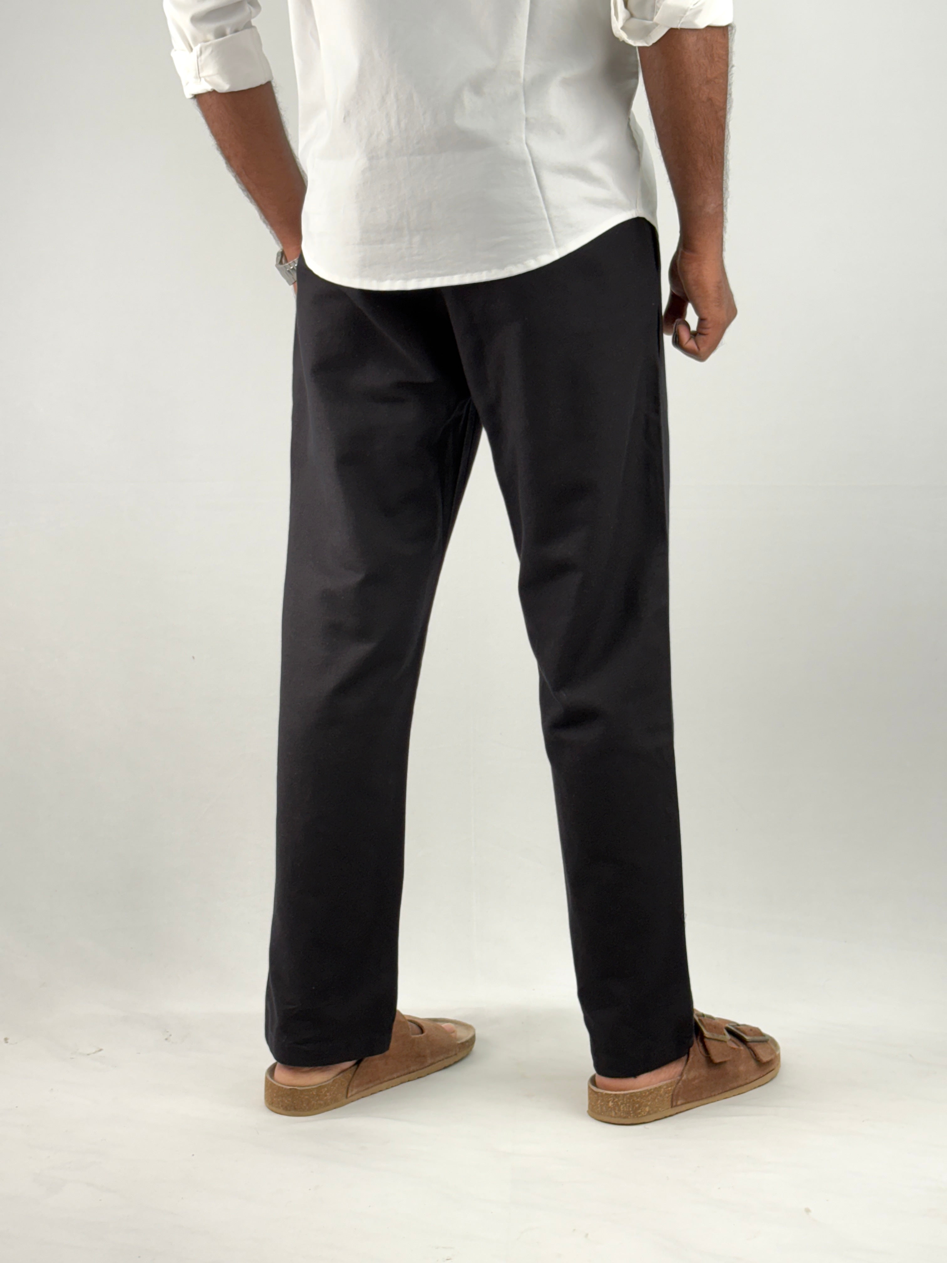 Black Relaxed Fit Linen Pant 1