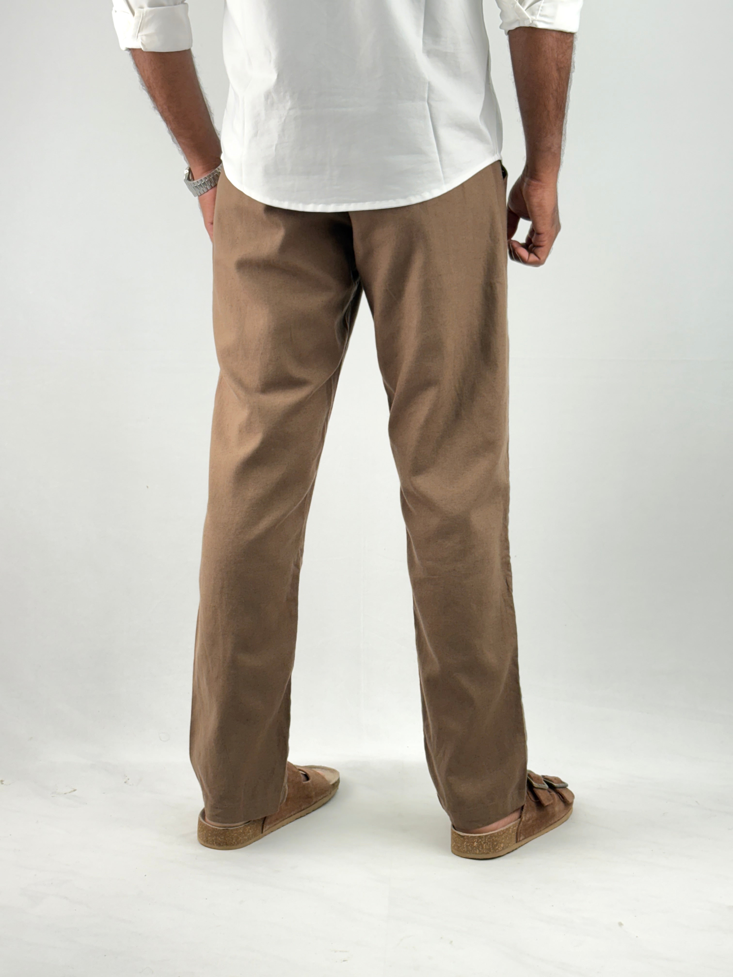 Khaki Relaxed Fit Linen Pant 1